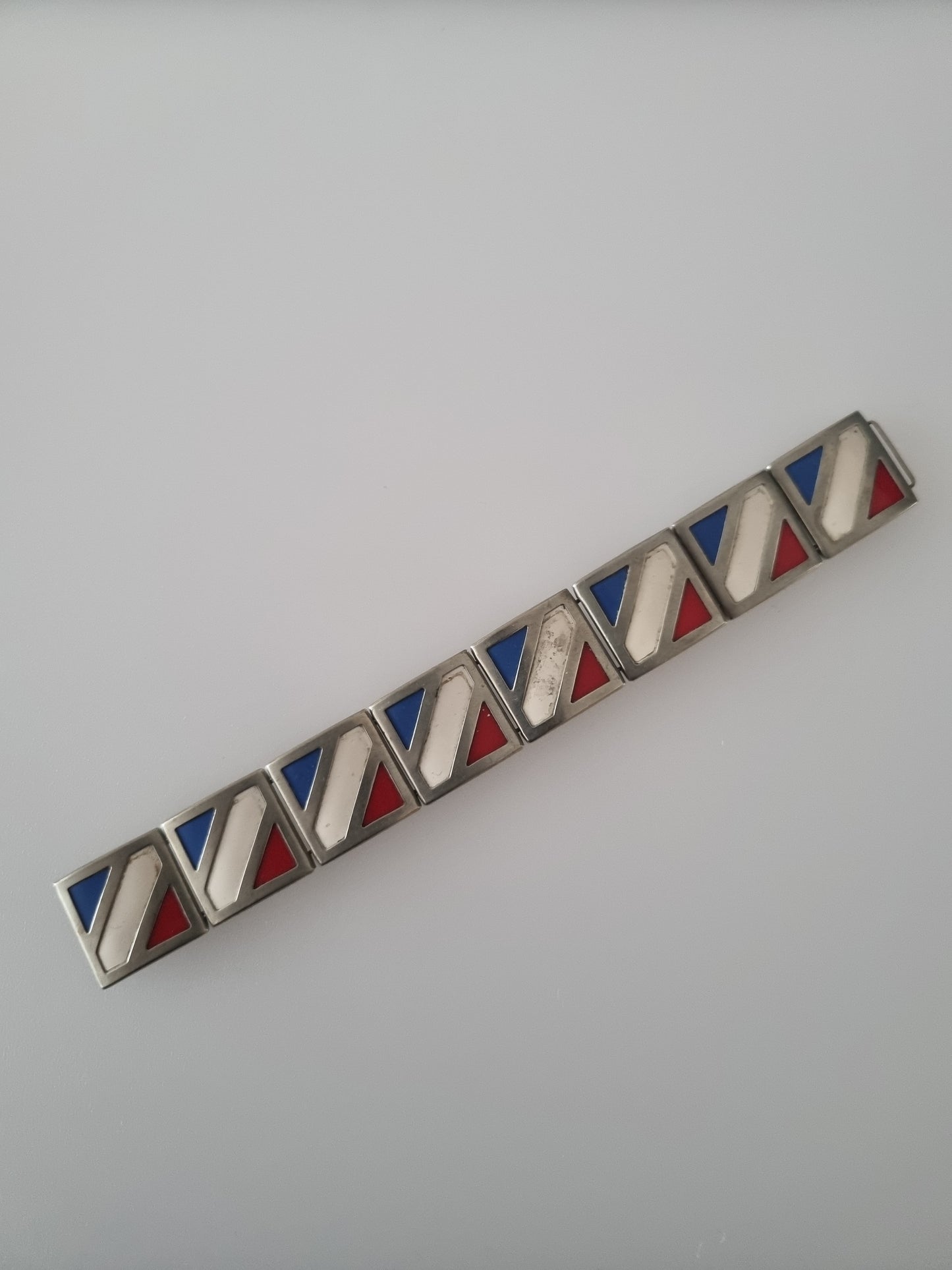 Vintage Bracelet 1960s Red White and Blue Square Costume Jewellery