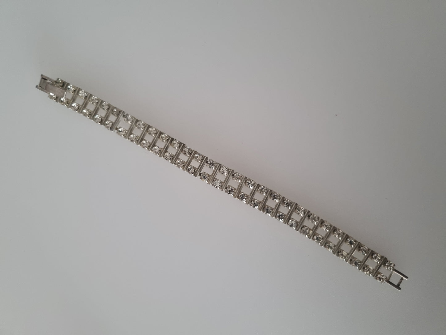 Vintage Bracelet Sterling Silver 1940s Rhinestone Paste Jewellery