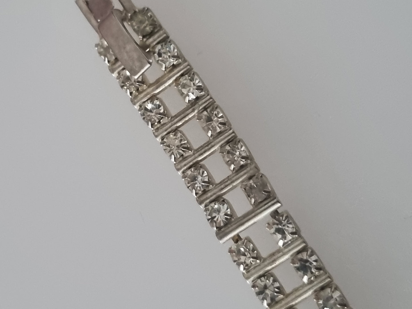 Vintage Bracelet Sterling Silver 1940s Rhinestone Paste Jewellery