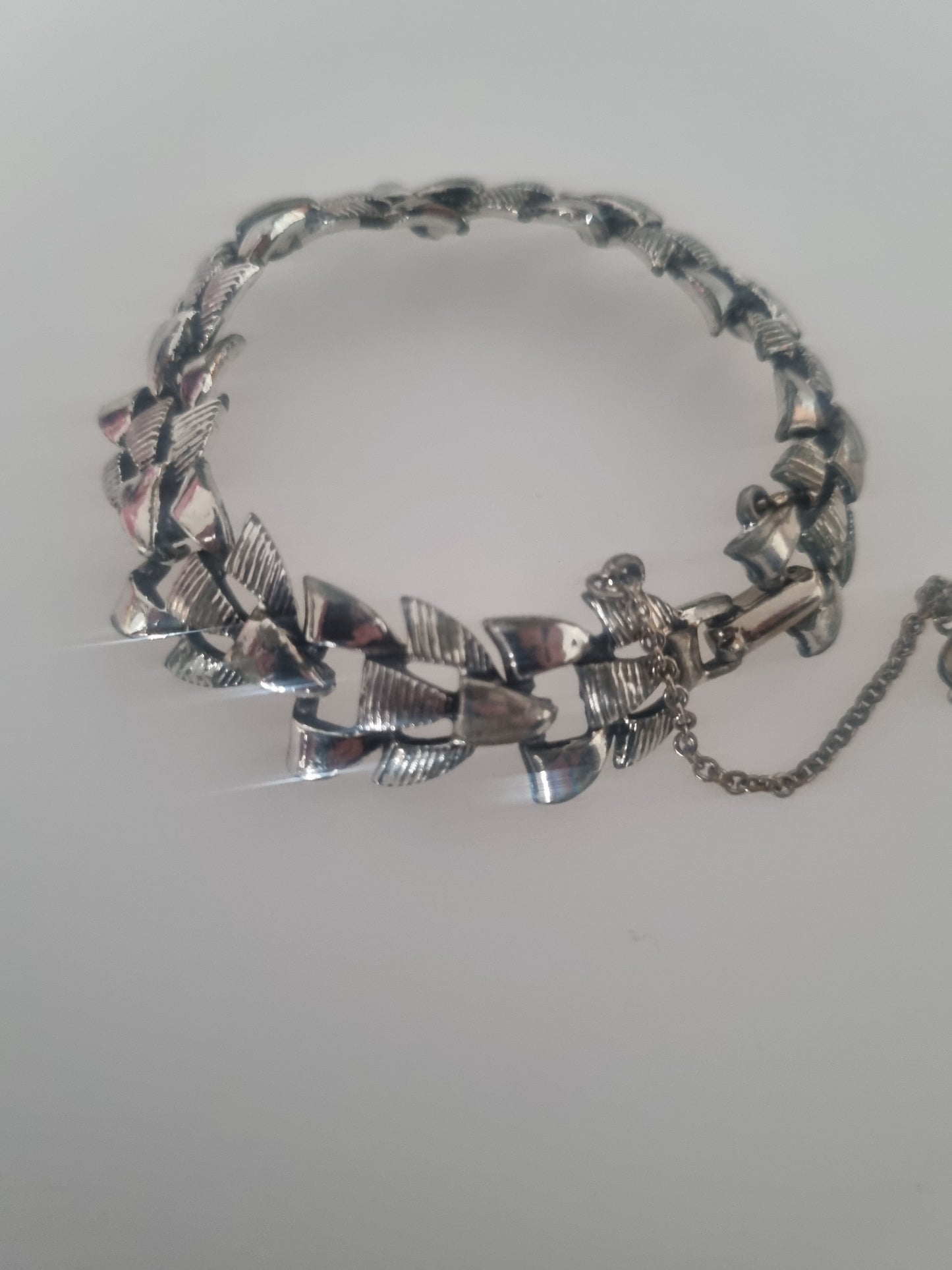 Vintage Bracelet Silver Tone Chain Link Abstract Costume Jewellery