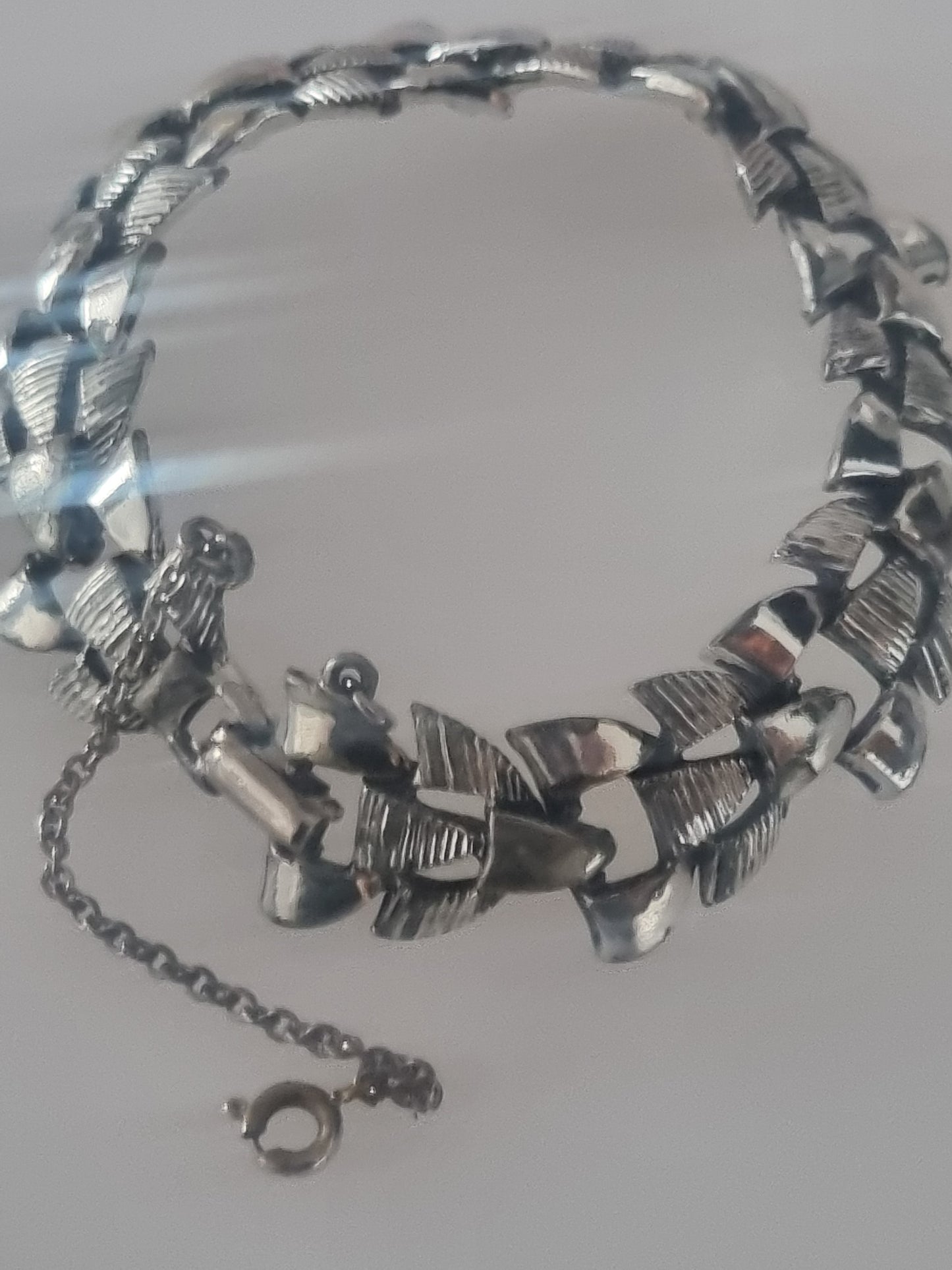 Vintage Bracelet Silver Tone Chain Link Abstract Costume Jewellery