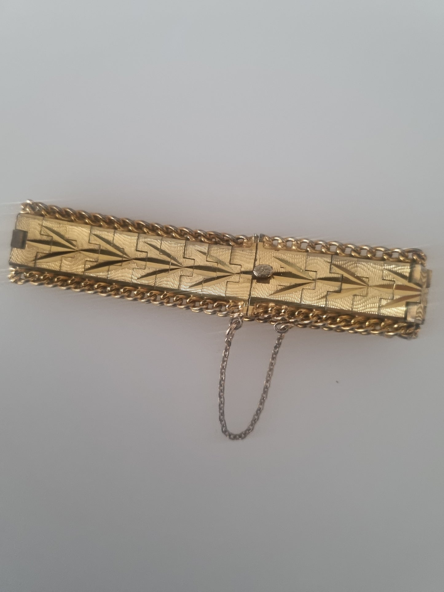 Vintage Bracelet Gold Plated 18k 70s MTL Stamped Articulated Jewellery