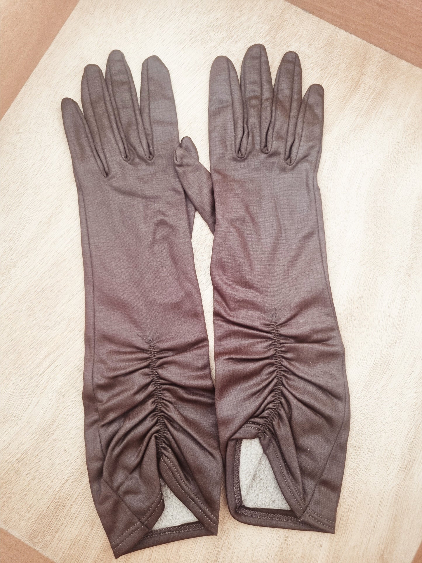 Vintage Gloves Brown Long Polymix Autumn Warms