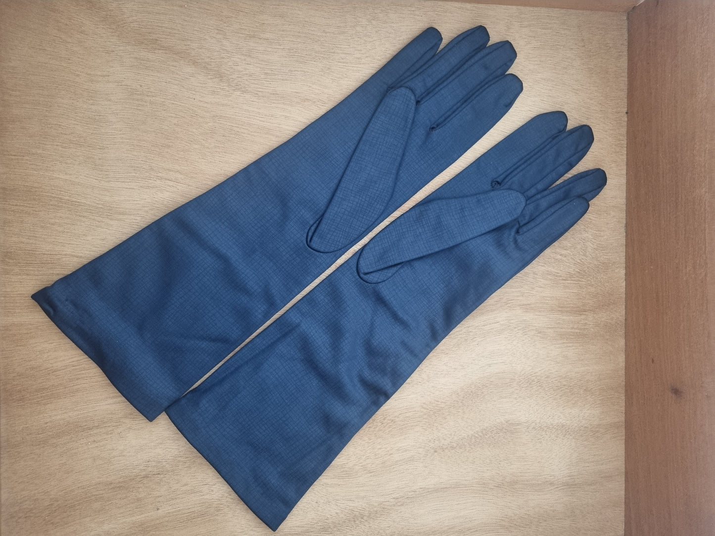 Vintage Gloves Navy Long Blue Polymix Autumn Warms