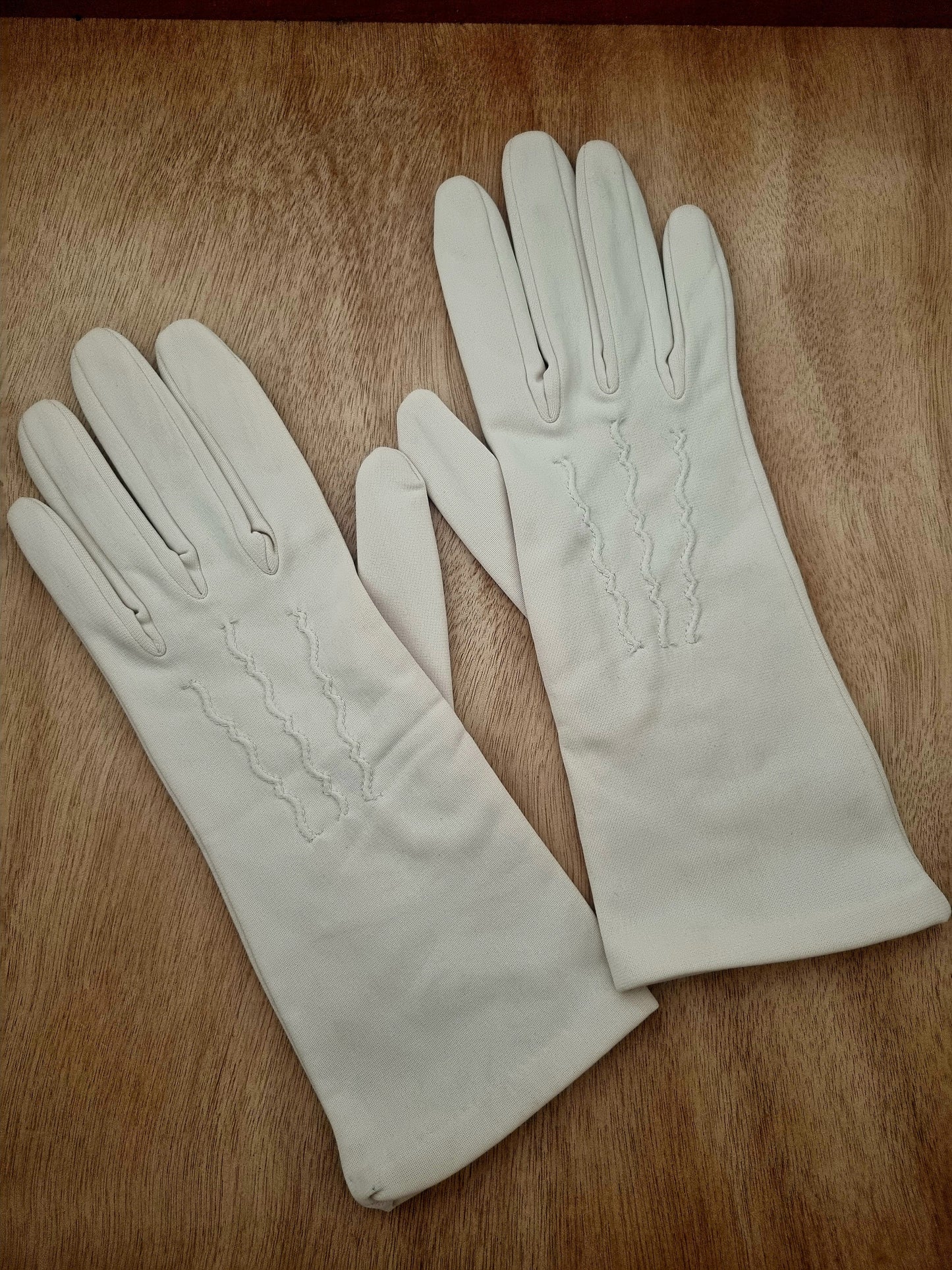 Vintage Gloves Dark Cream Short Rayon Made in England
