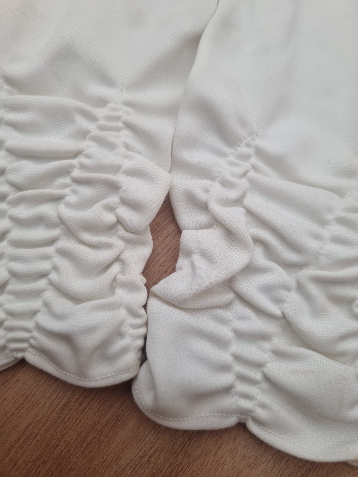 Vintage Gloves Ivory White Polymix Long Ruched