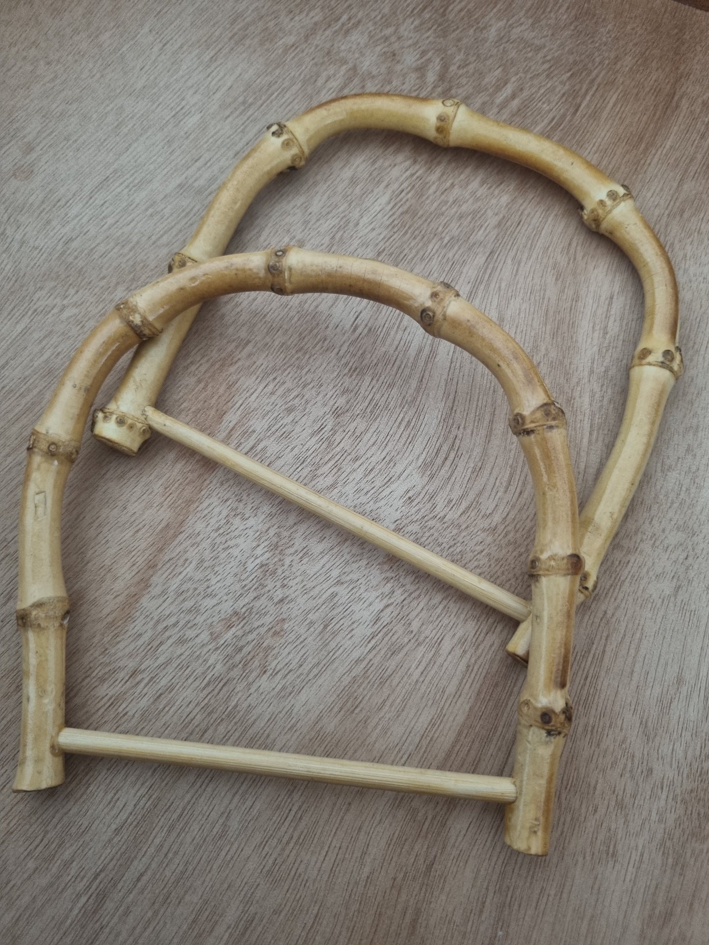 Vintage Handbag Handle for Bag Making. 70s Bamboo Rattan D-Shape. Haberdashery