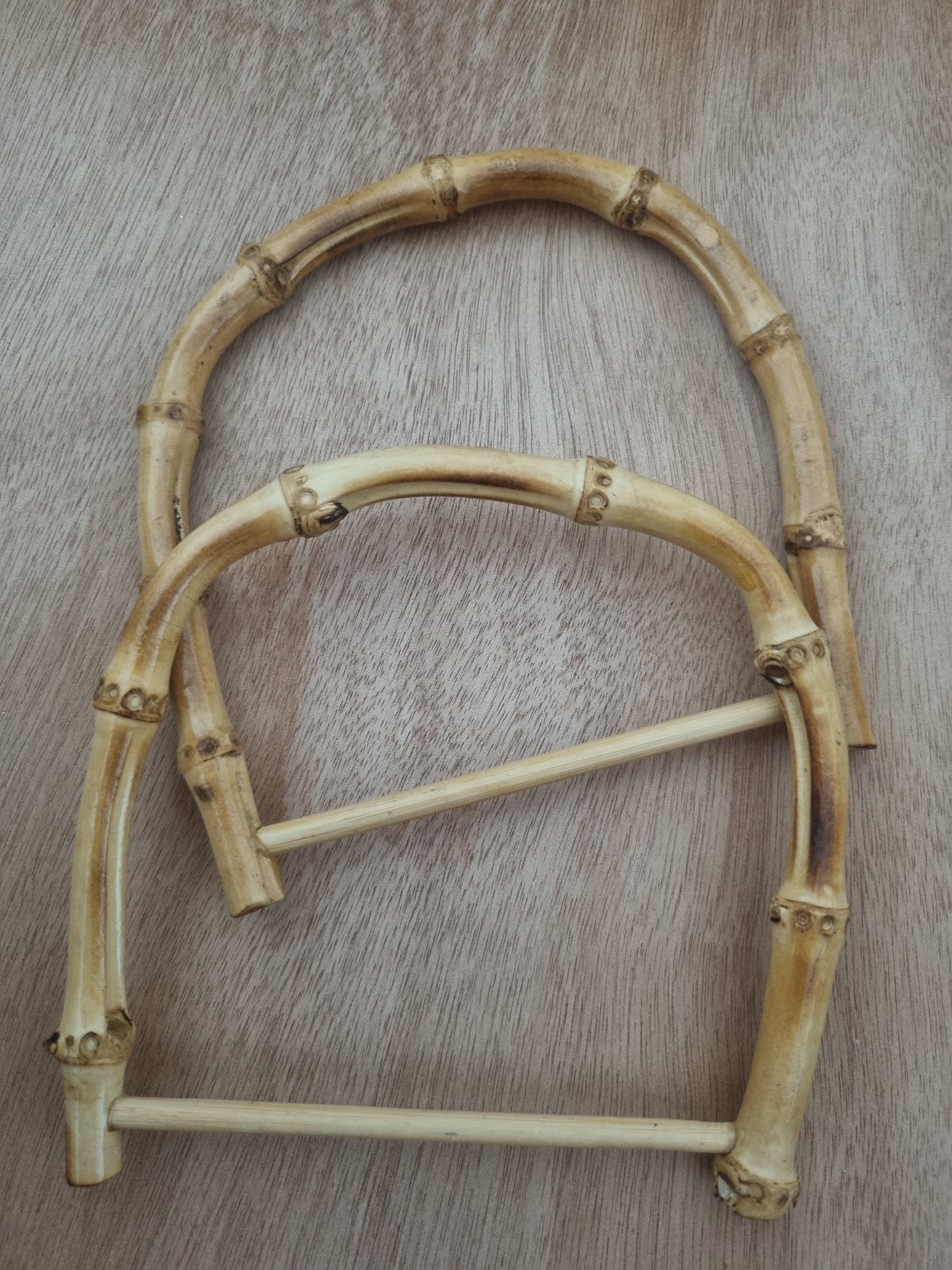Vintage Handbag Handle for Bag Making. 70s Bamboo Rattan D-Shape. Haberdashery