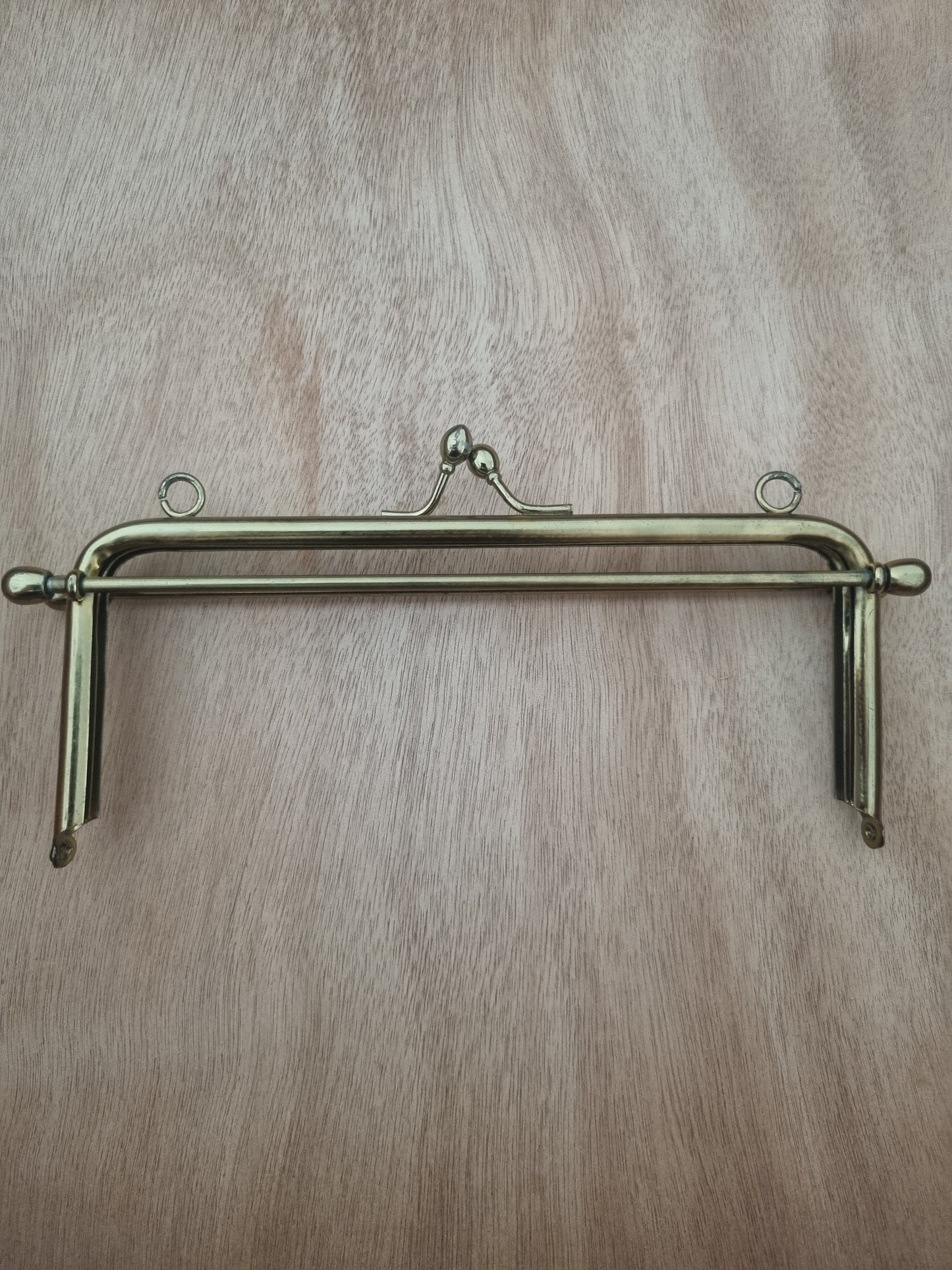 Vintage Handbag Handle for Bag Making. 60s Gold Tone Metal Top Handle Hinge Frame. Haberdashery