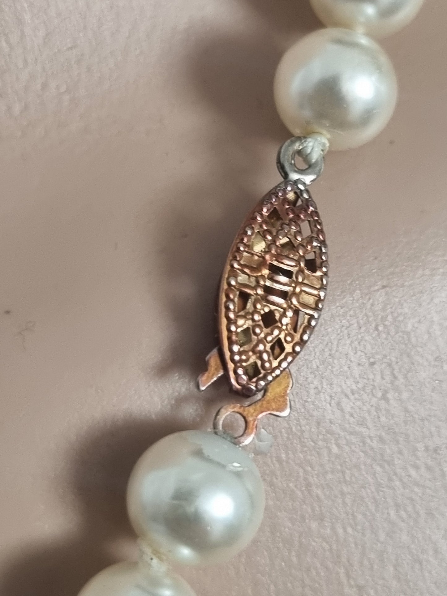 Vintage Necklace Faux Pearls 60s Glass Cream Made In England