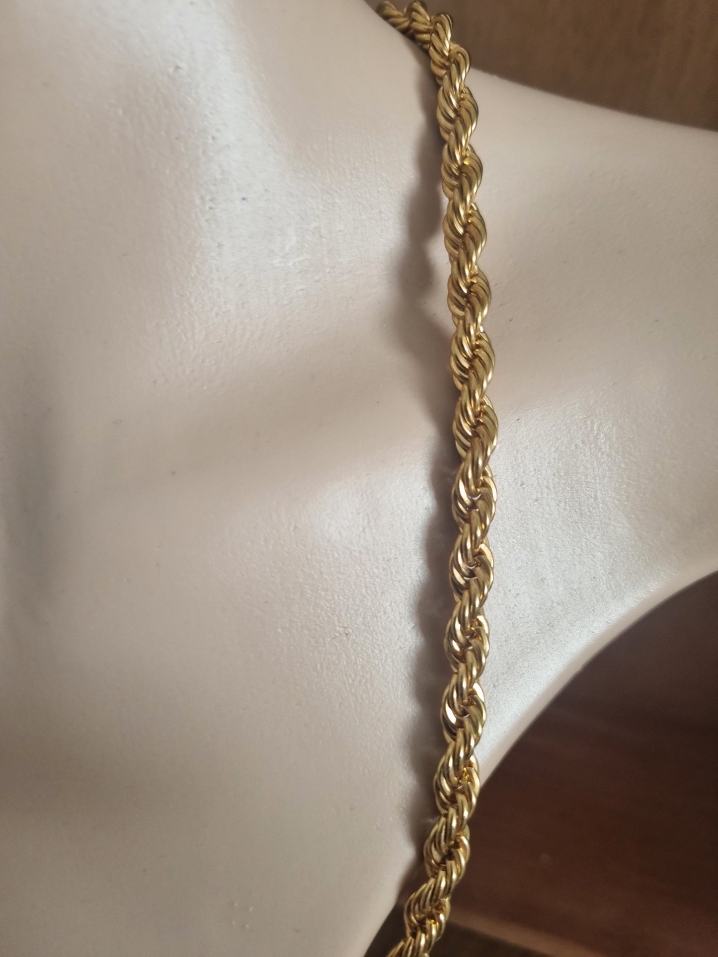Vintage Necklace Chunky Gold Tone Bare Metal Rope Chain