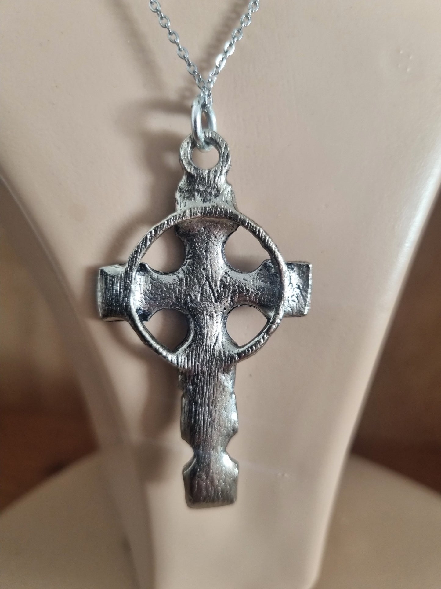 Vintage Necklace Crucifix Base Metal, Chain Sterling Silver