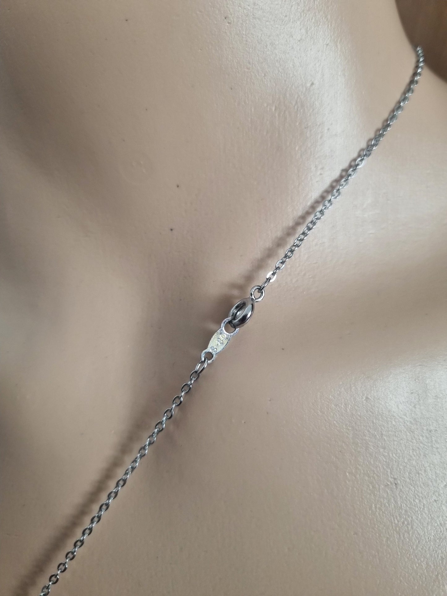 Vintage Necklace Crucifix Base Metal, Chain Sterling Silver