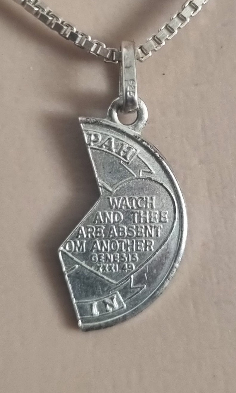 Vintage Necklace Italian Box Chain Silver Genesis Quote Charm