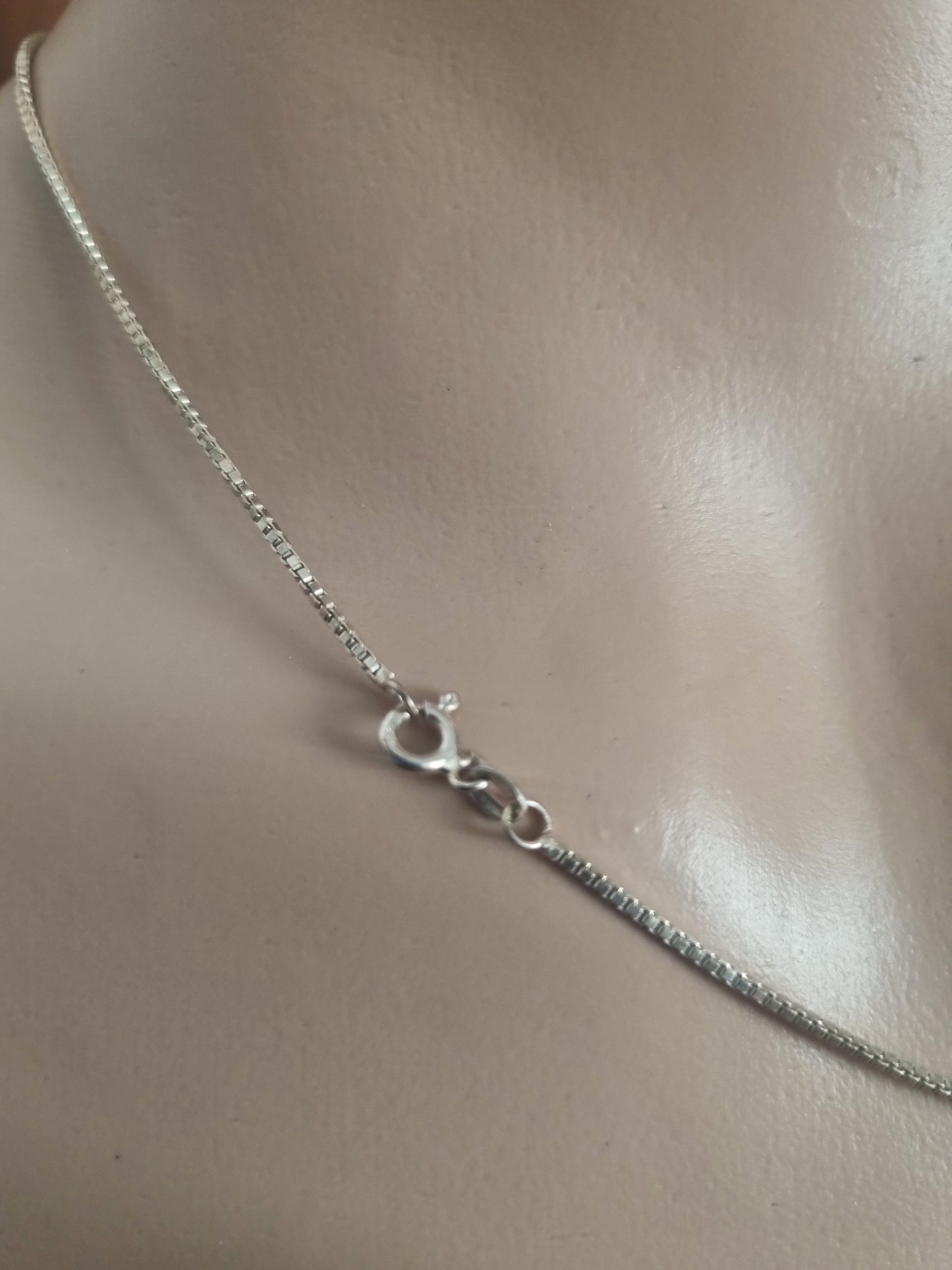 Vintage Necklace Italian Box Chain Silver Genesis Quote Charm