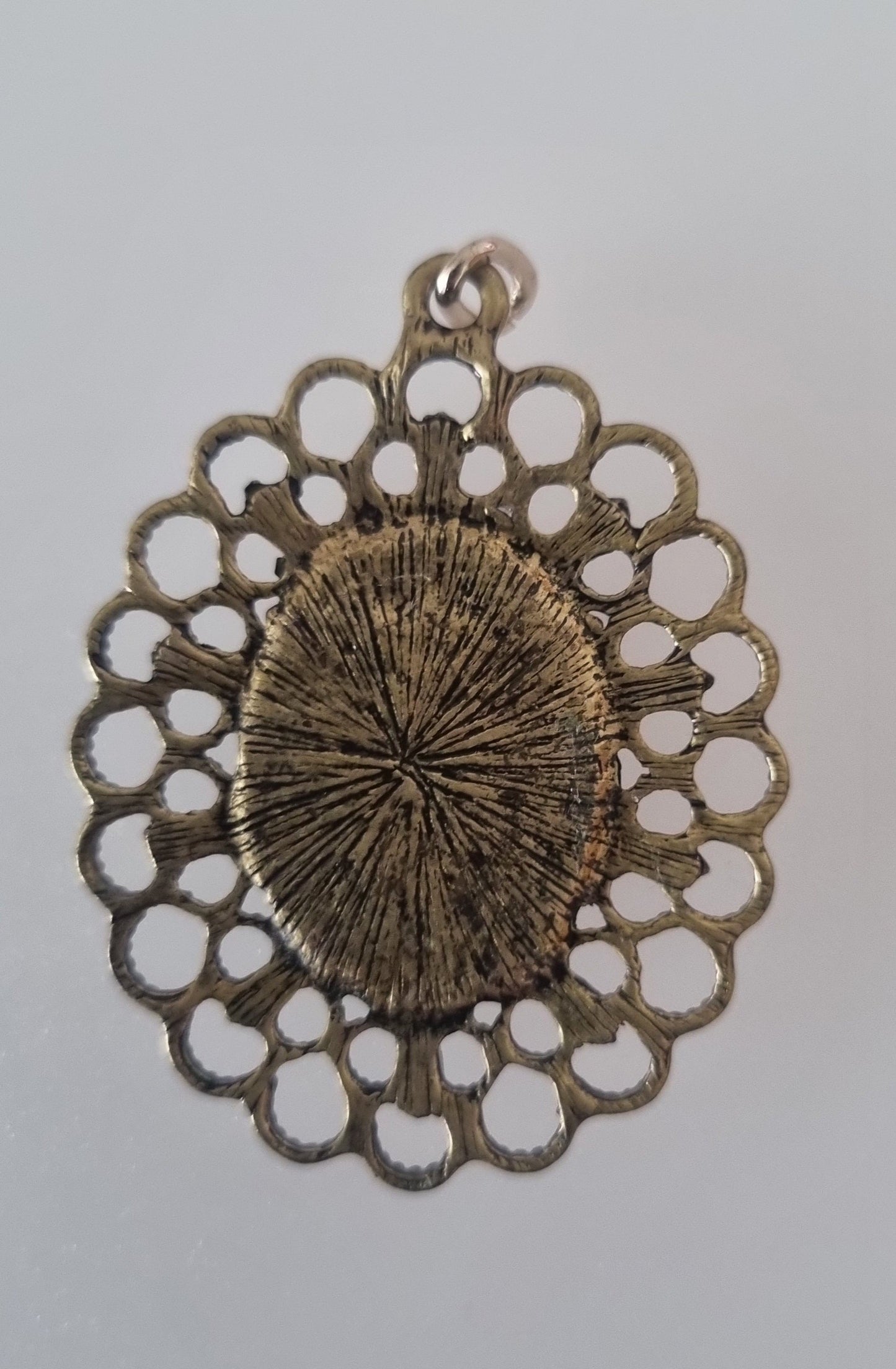 Vintage Pendant Charm Lady with Rose Pre-Raphelite Bronze