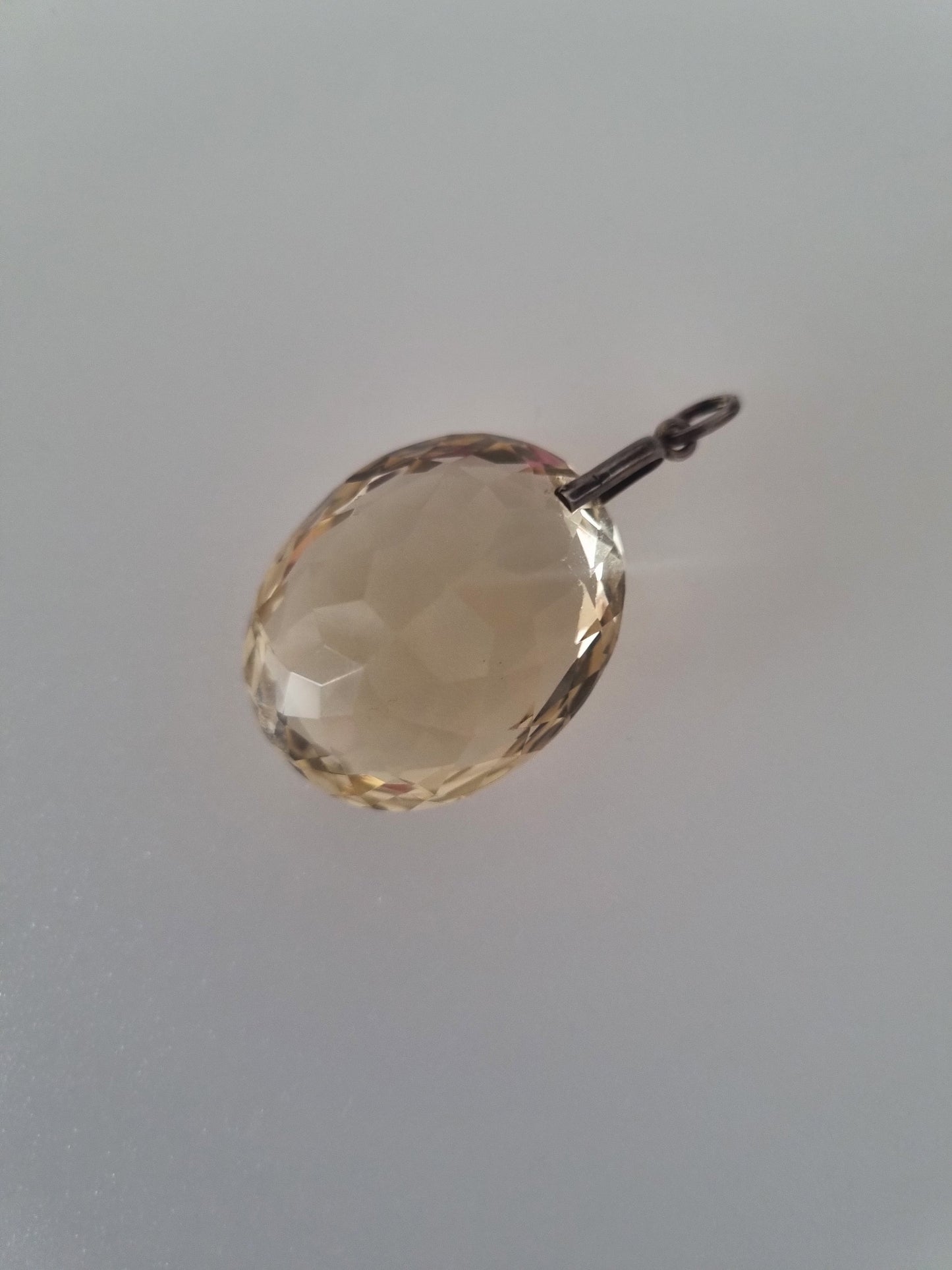 Vintage Pendant Charm Citrine Orb Pendant Sterling Silver Top