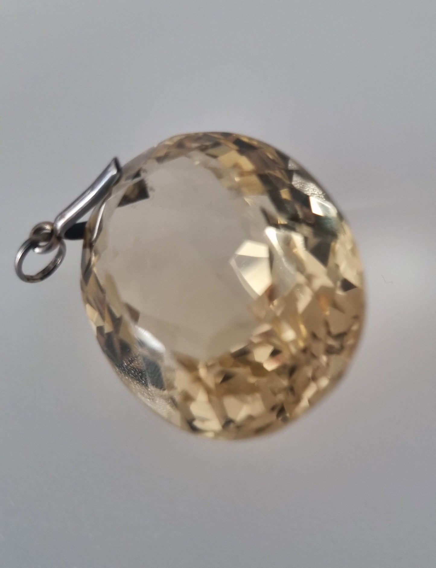 Vintage Pendant Charm Citrine Orb Pendant Sterling Silver Top