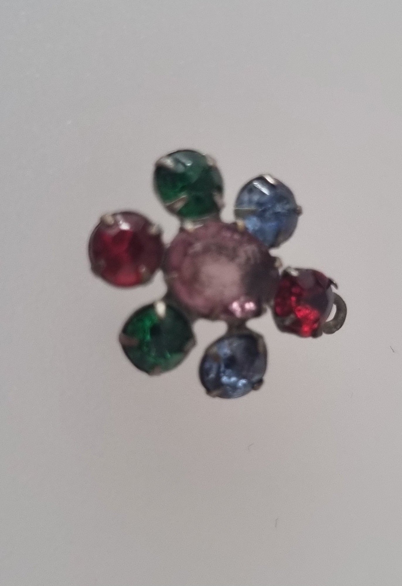 Vintage Pendant Charm 1940s Rainbow Coloured Flower Glass Paste
