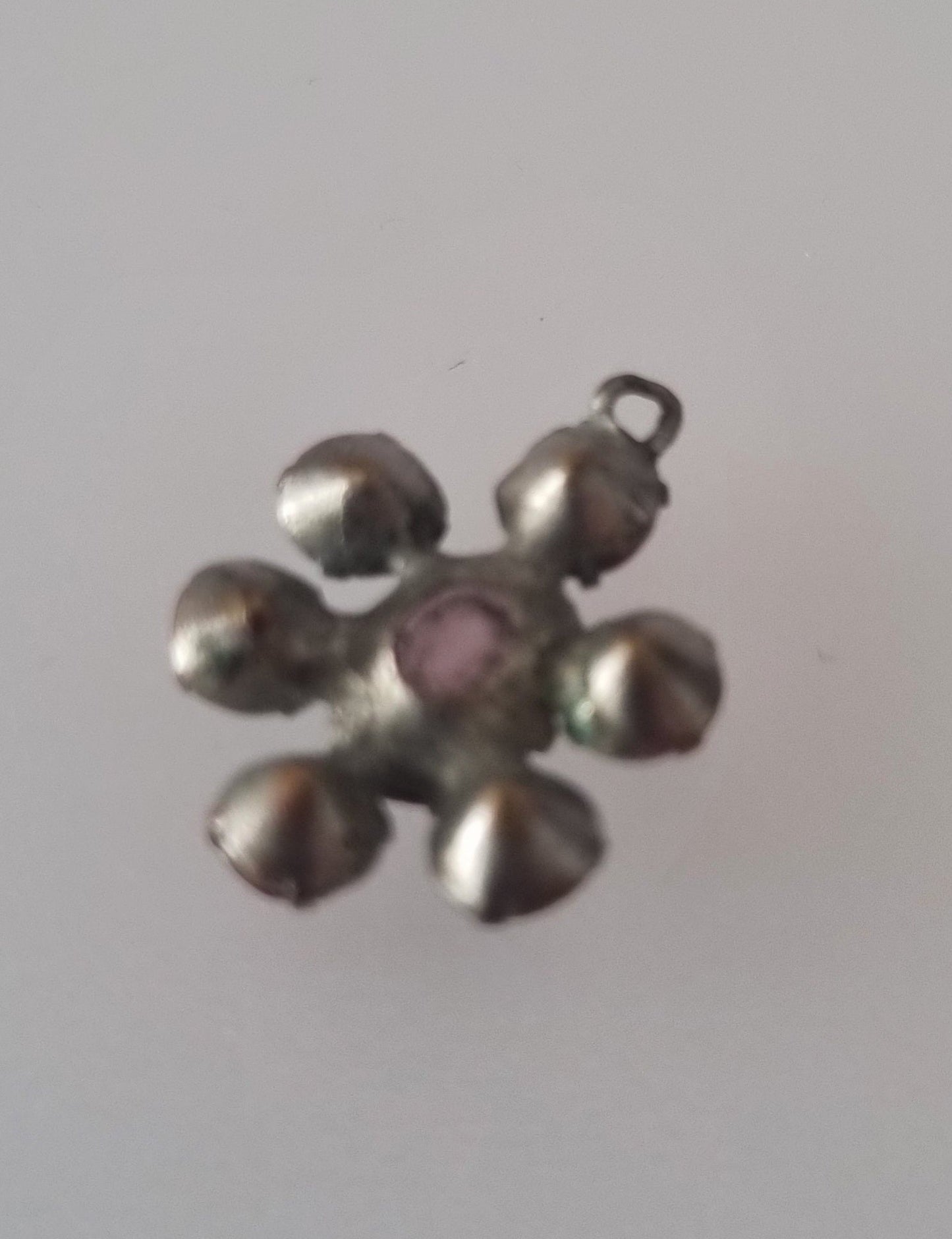 Vintage Pendant Charm 1940s Rainbow Coloured Flower Glass Paste
