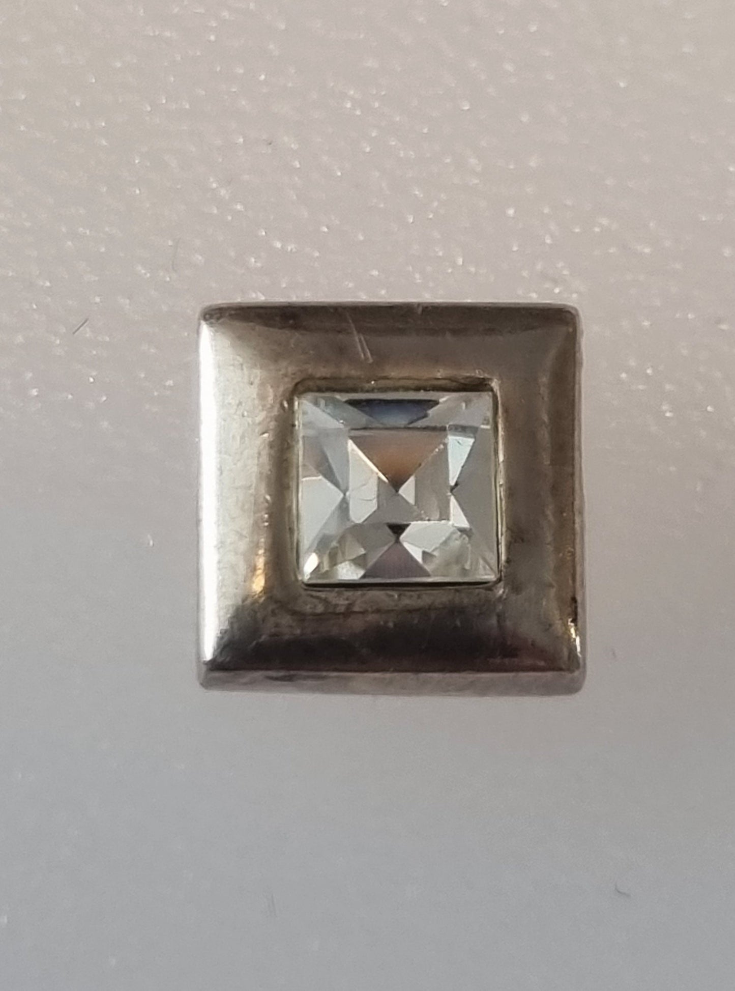 Vintage Pendant Charm 925 Sterling Silver Rectangular Cubic Zirconia