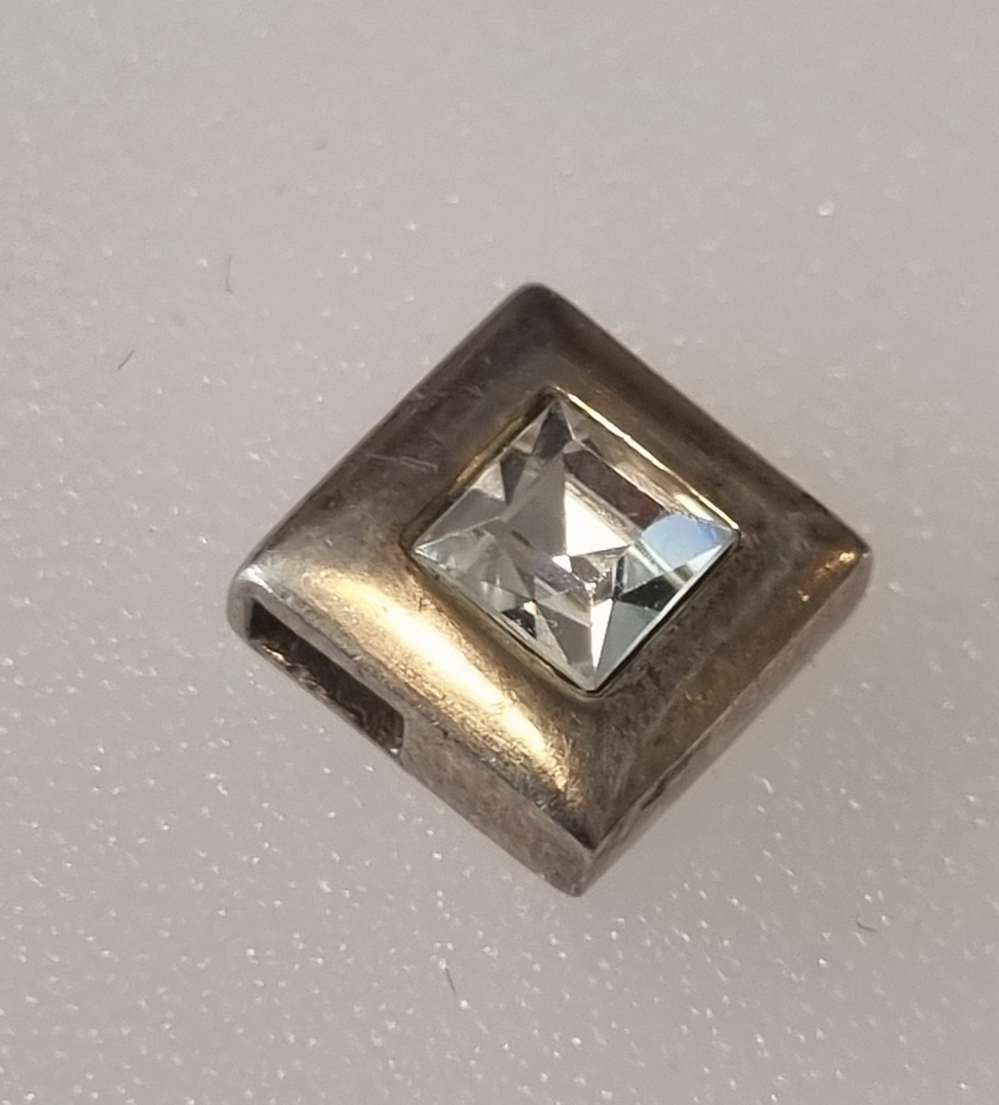 Vintage Pendant Charm 925 Sterling Silver Rectangular Cubic Zirconia