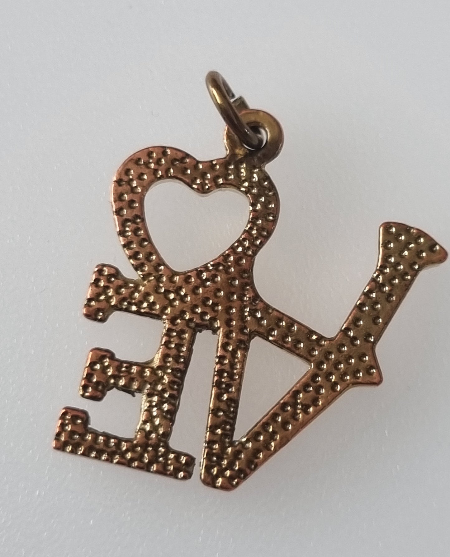 Vintage Pendant Charm Love Heart Large Gold Tone Pink Hue