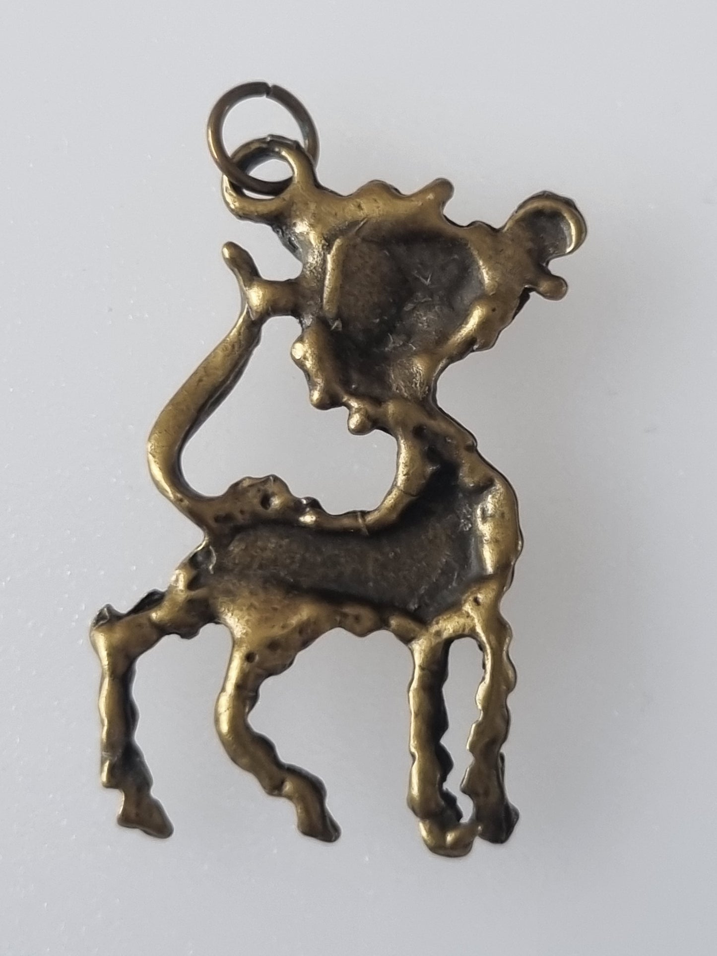 Vintage Pendant Charm Zebra Brass Large Animal Themed