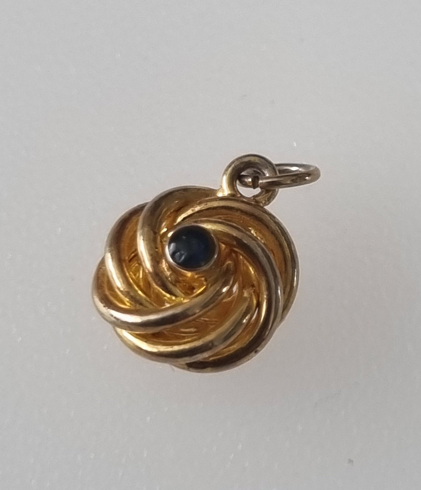 Vintage Pendant Charm Lapis Stone Gold Tone Pendant Rose Shape