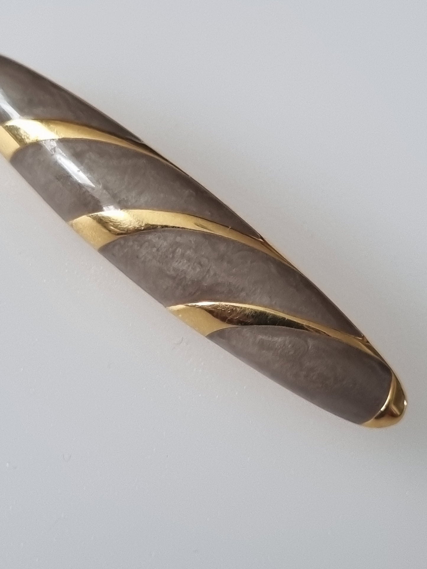 Vintage Brooch Long Grey and Gold Costume