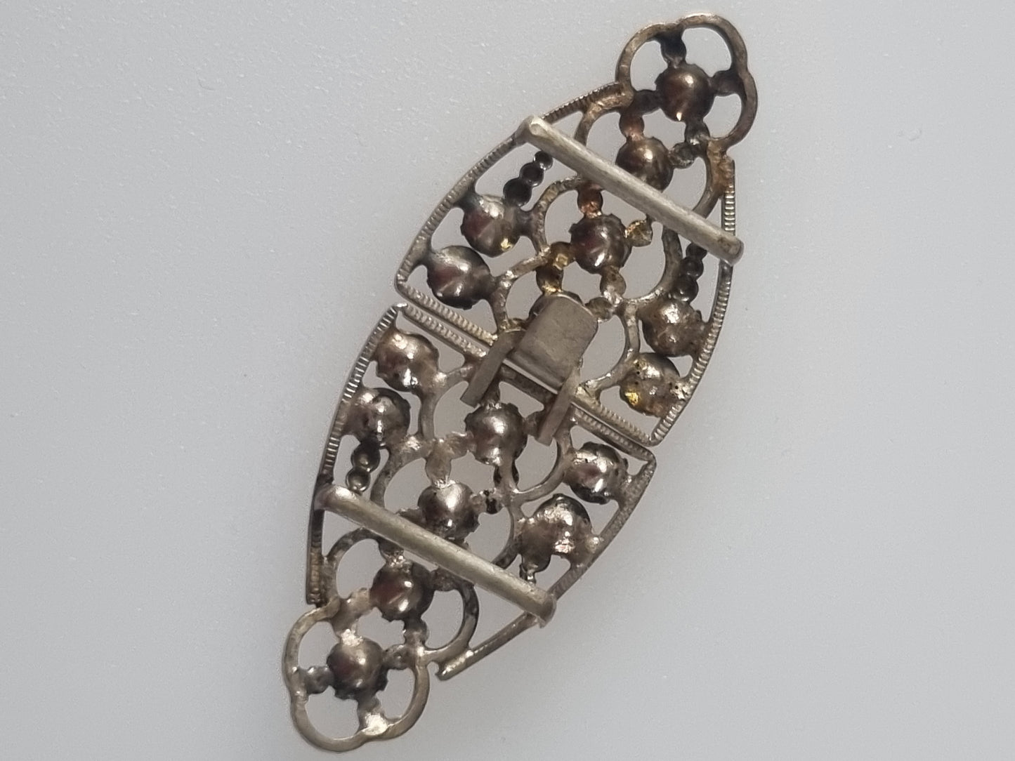 Vintage Buckle Art Deco Two Part Silver Czech Glass