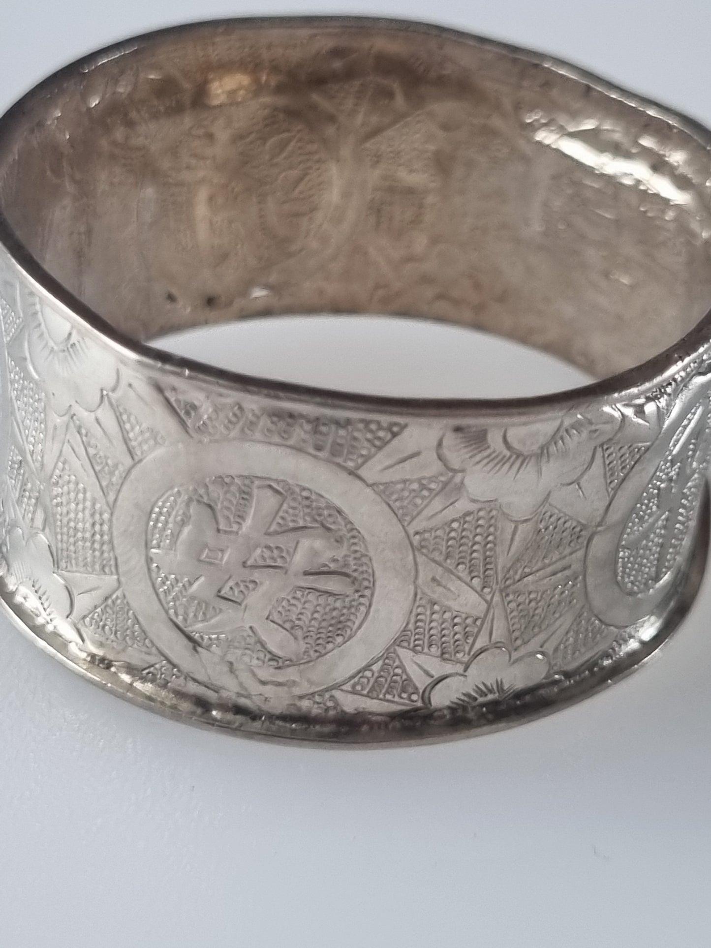 Vintage Antique Chinese Napkin Ring 1890s Silver Hallmarked