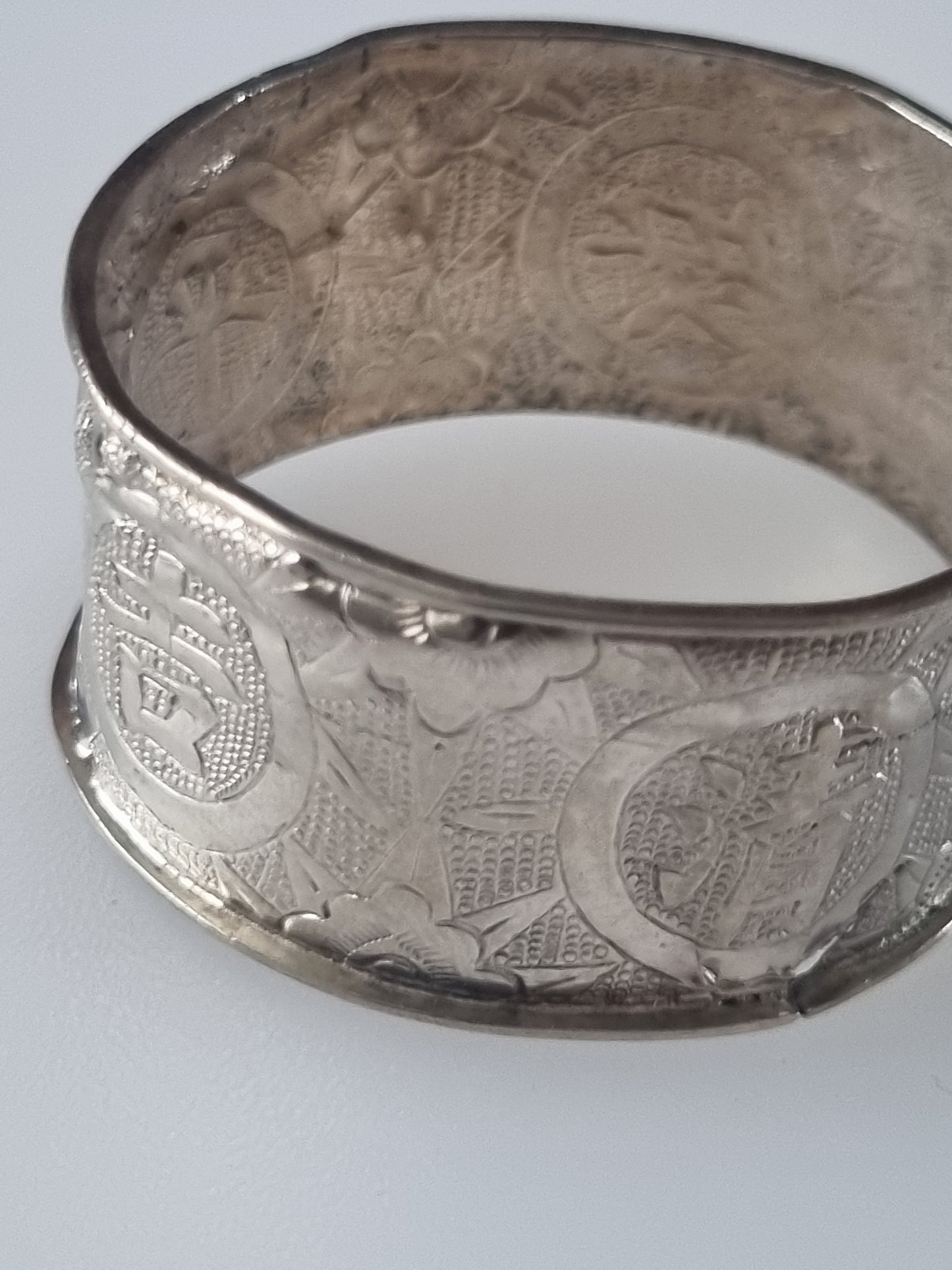 Vintage Antique Chinese Napkin Ring 1890s Silver Hallmarked