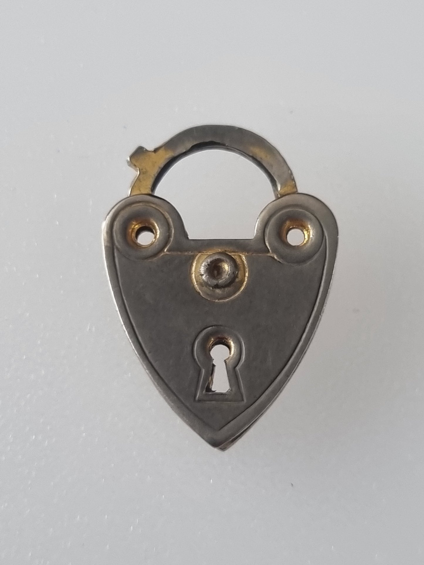 Vintage Charm Heart Padlock Sterling Silver Patina