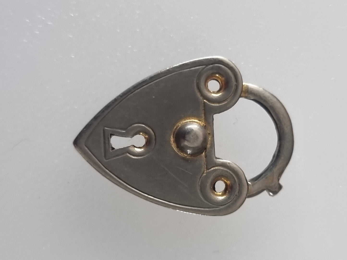 Vintage Charm Heart Padlock Sterling Silver Patina