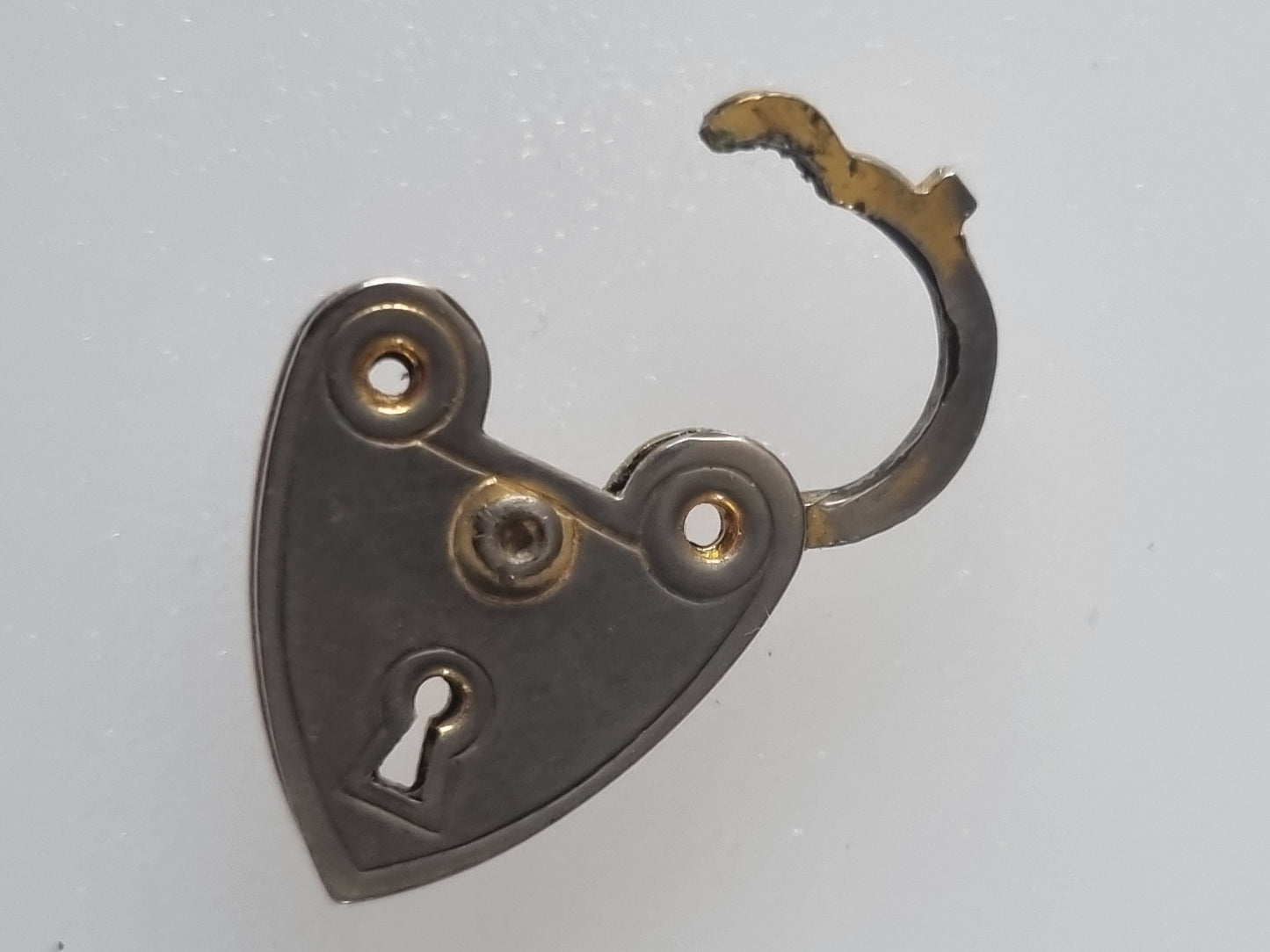 Vintage Charm Heart Padlock Sterling Silver Patina