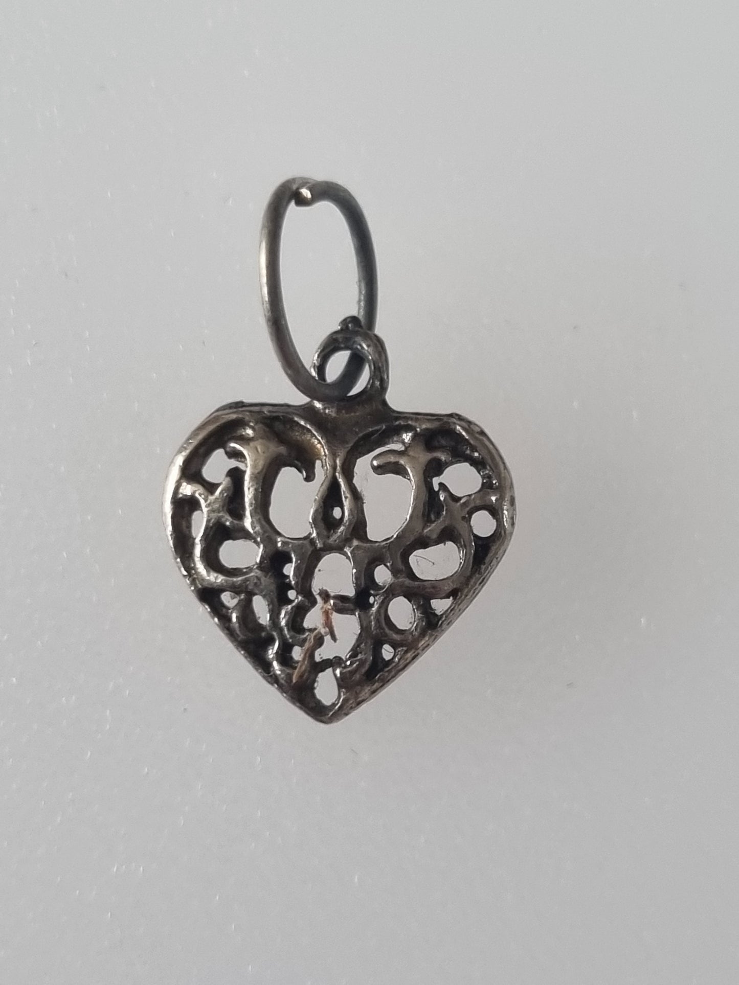 Vintage Charm 925 Silver Heart Filigree Style