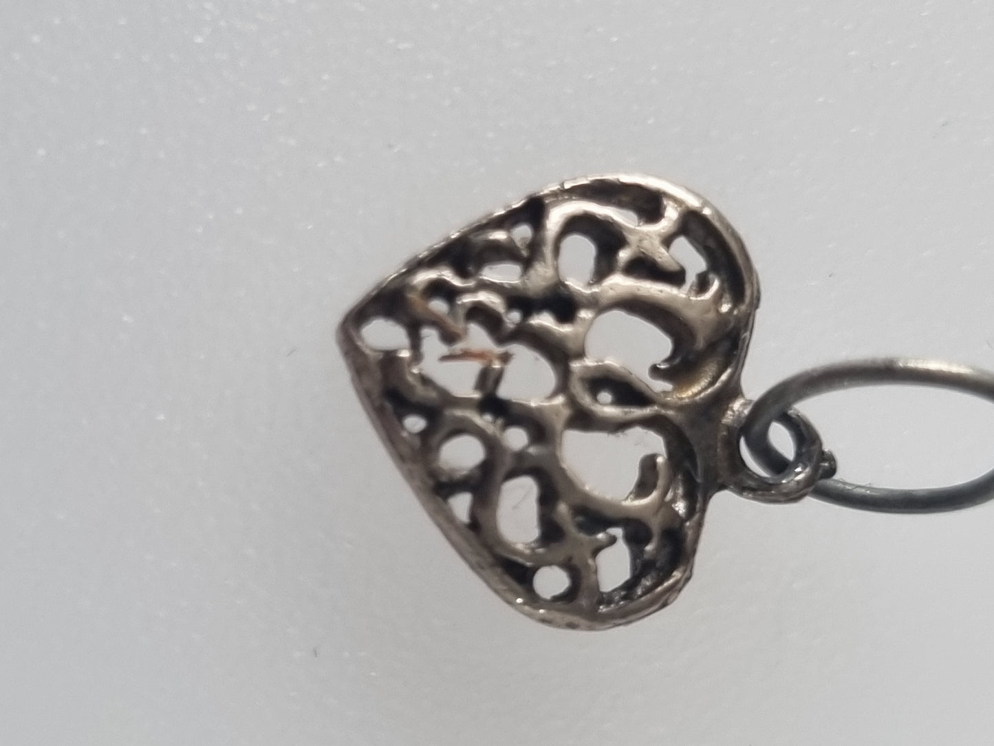 Vintage Charm 925 Silver Heart Filigree Style