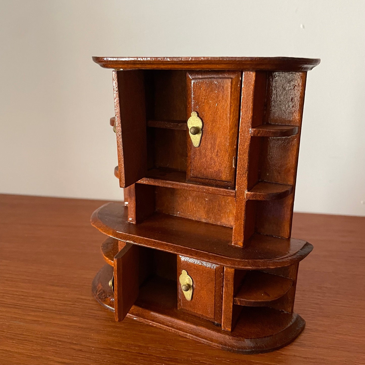 Dolls House Furniture Shelf Unit Cupboard Brown Wood Vintage