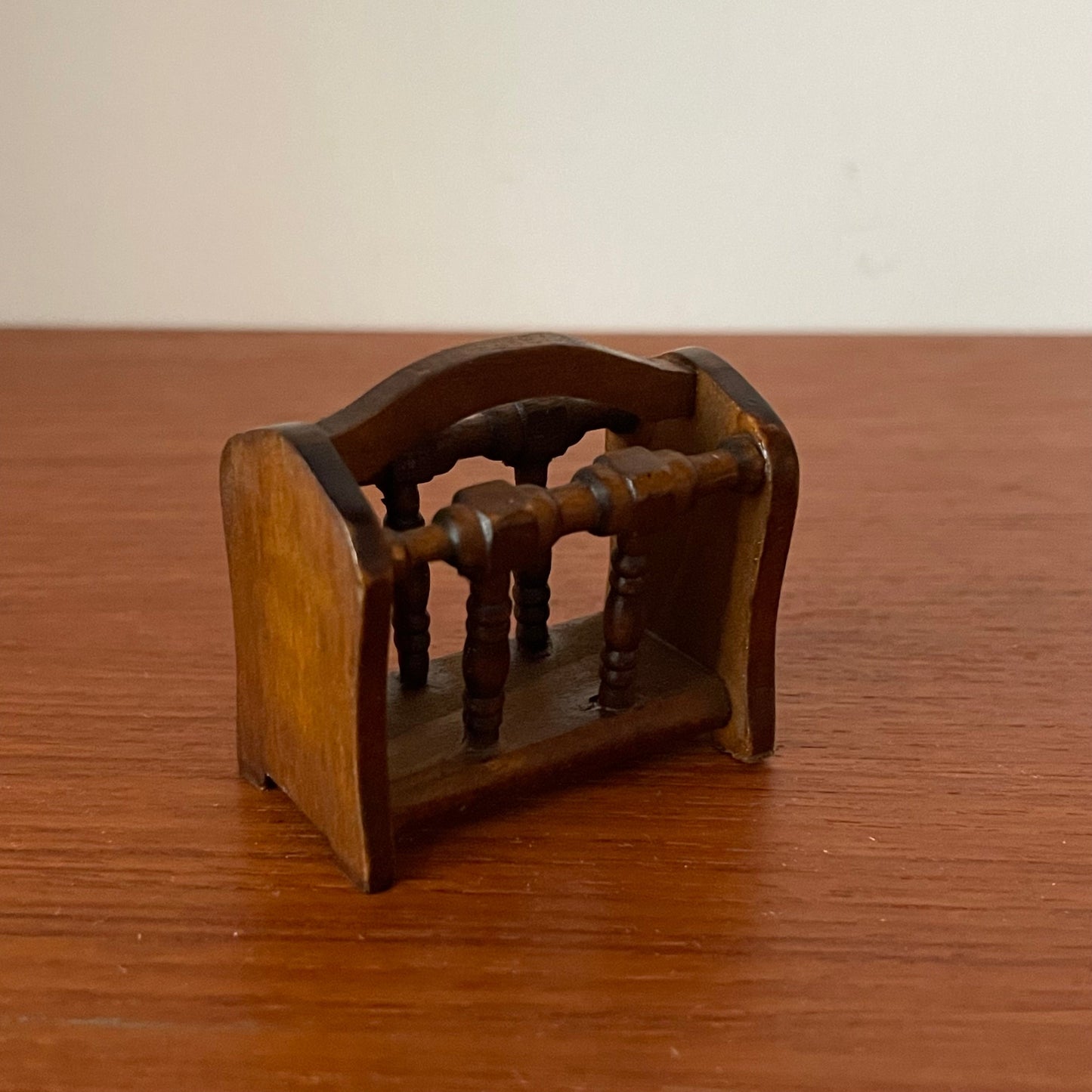Dolls House Furniture Magazine Rack in Dark Wood Vintage