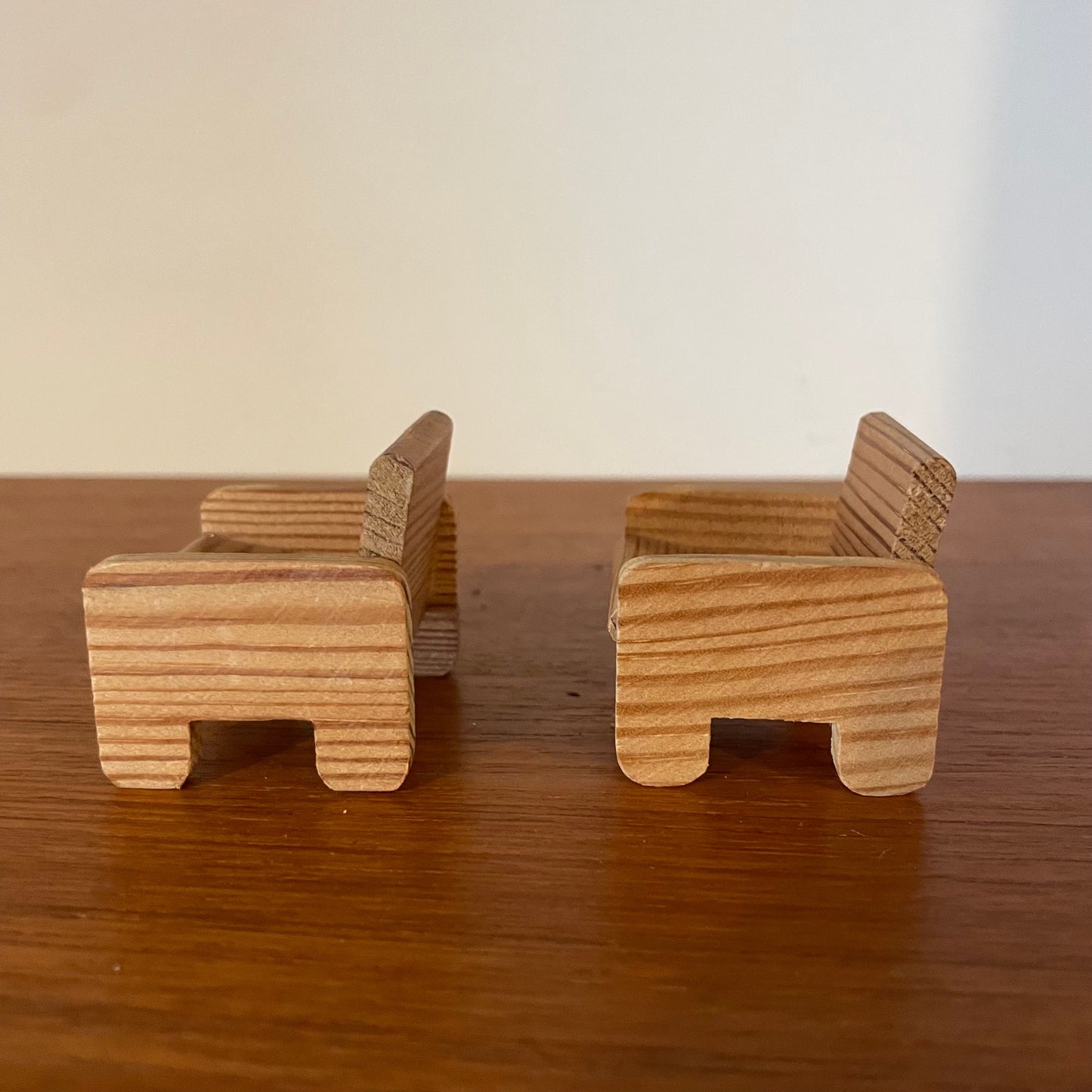 Dolls House Furniture Two Chairs Set Handmade Light Wood