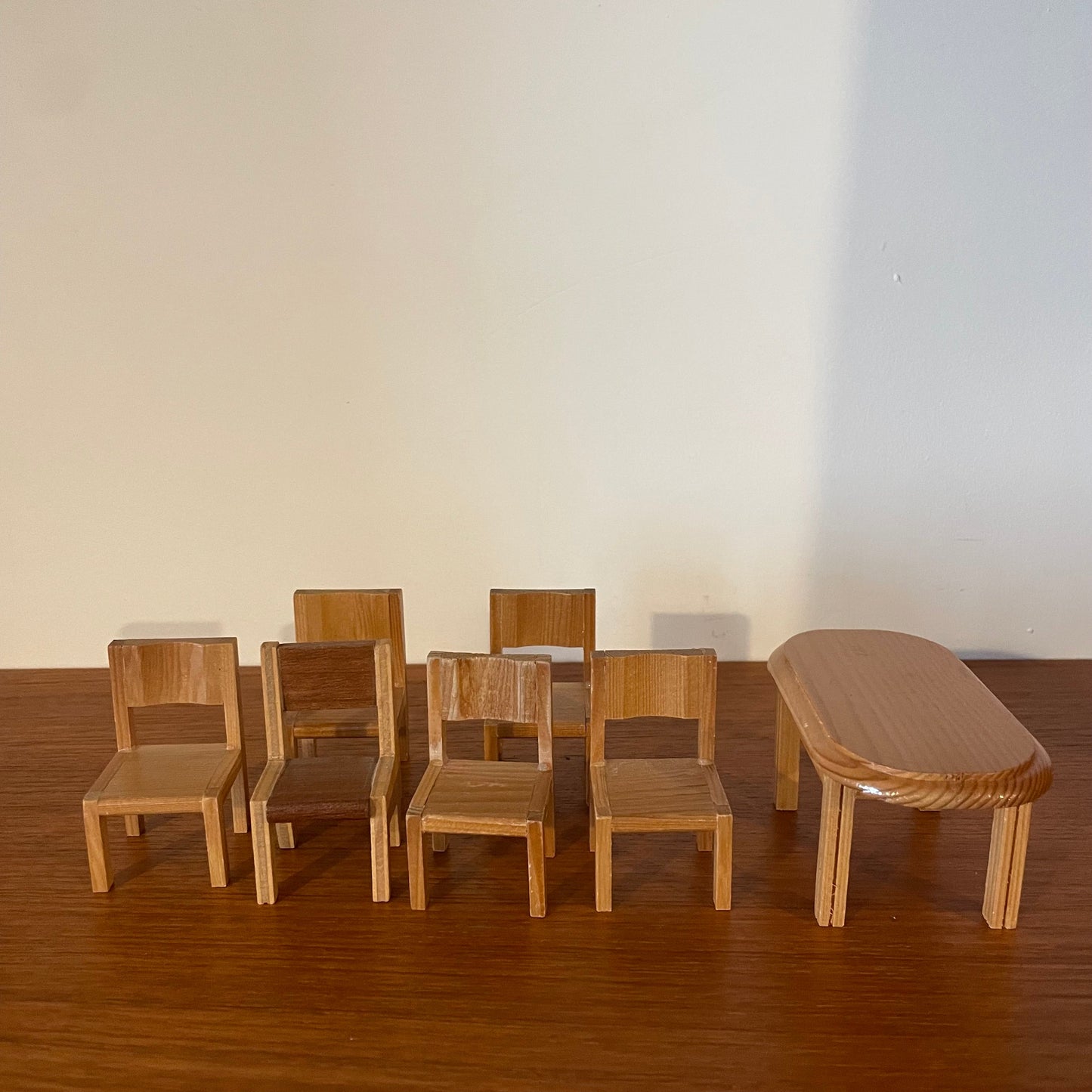 Dolls House Furniture Dining Table and Chairs Handmade Light Wood