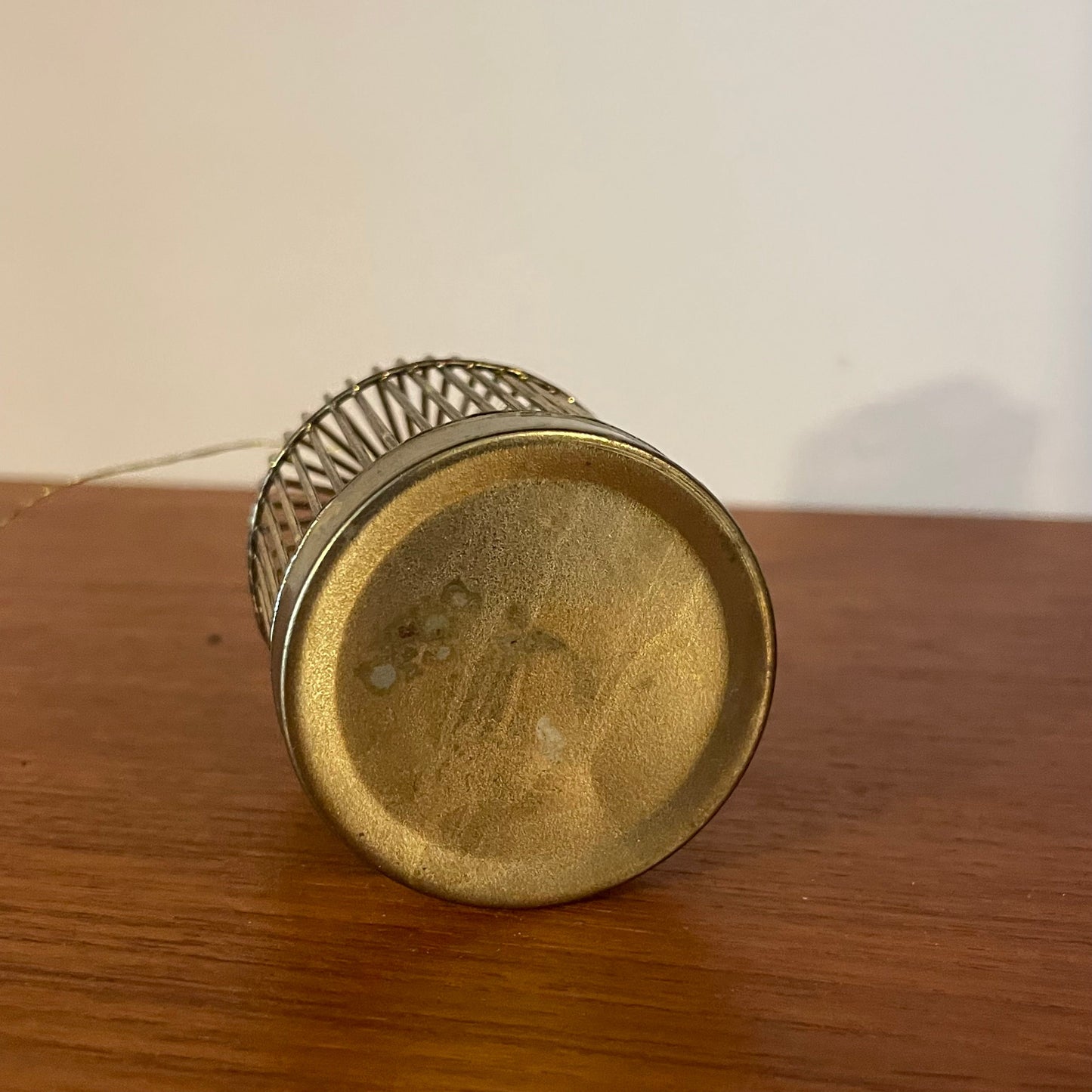 Dolls House Furniture Bird Cage Gold Metal with White Bird