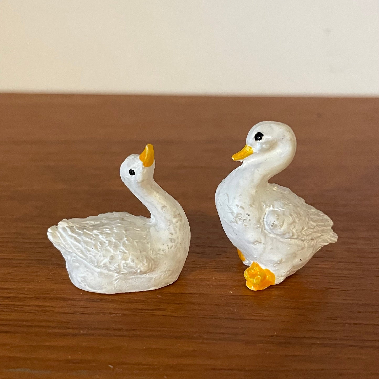 Dolls House Furniture Geese Two Ceramic White and Yellow