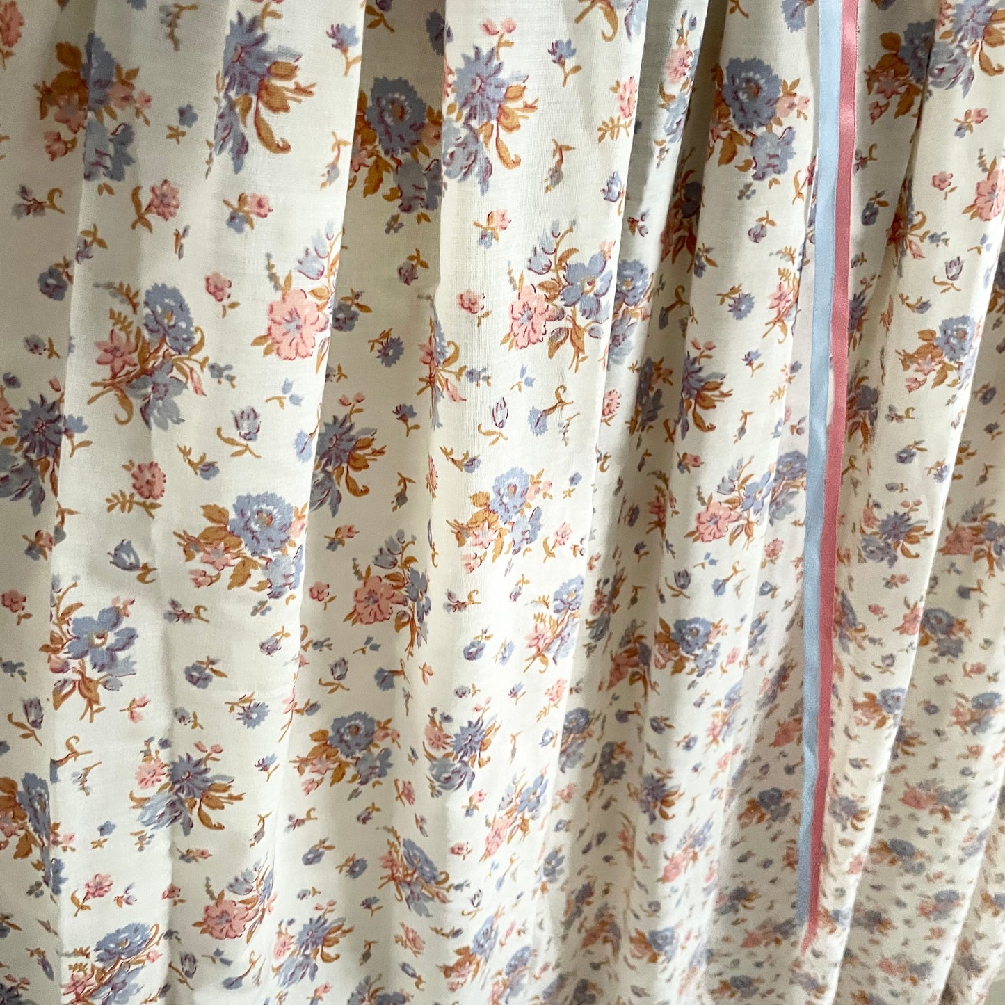 Dress Vintage Pink and Blue Floral Prairie Maxi Dress Handmade