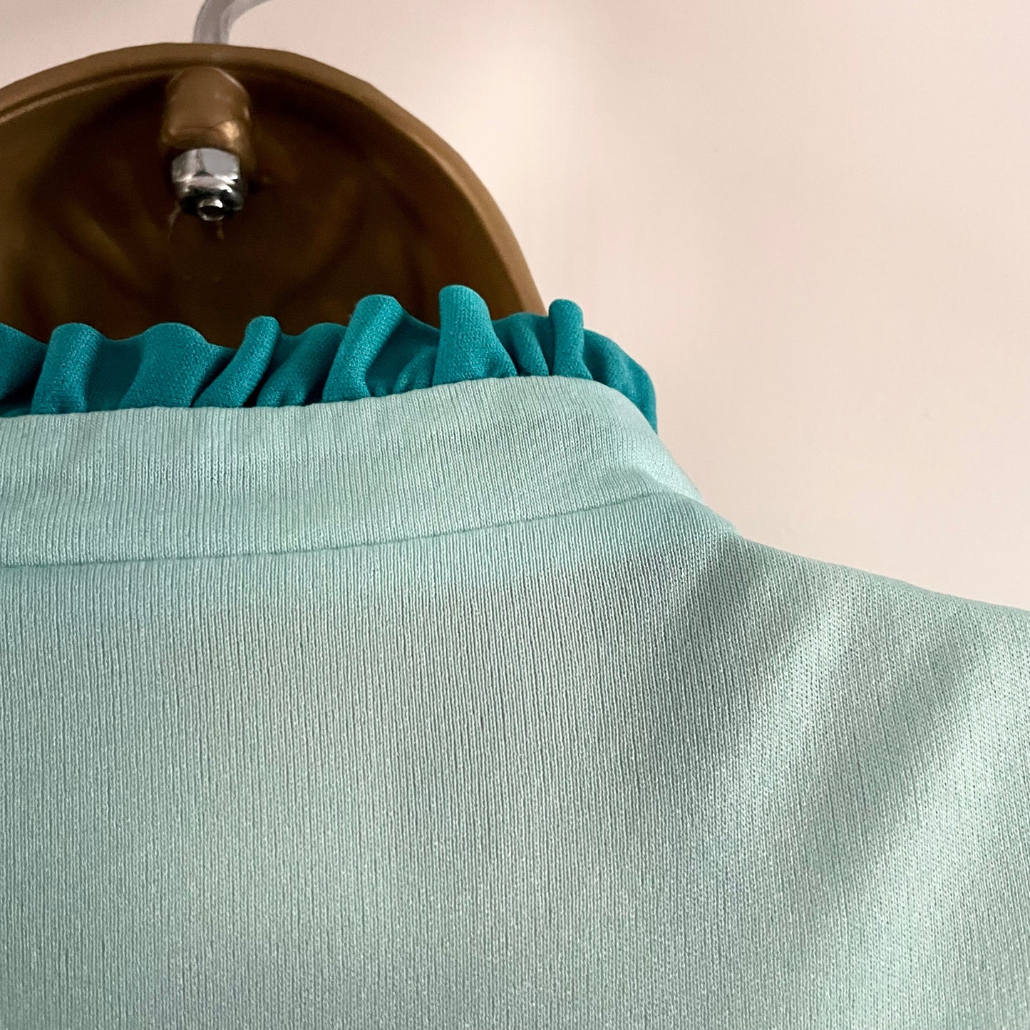 Dress Vintage C&A Two Tone Blue High Neck Midi Dress with Belt