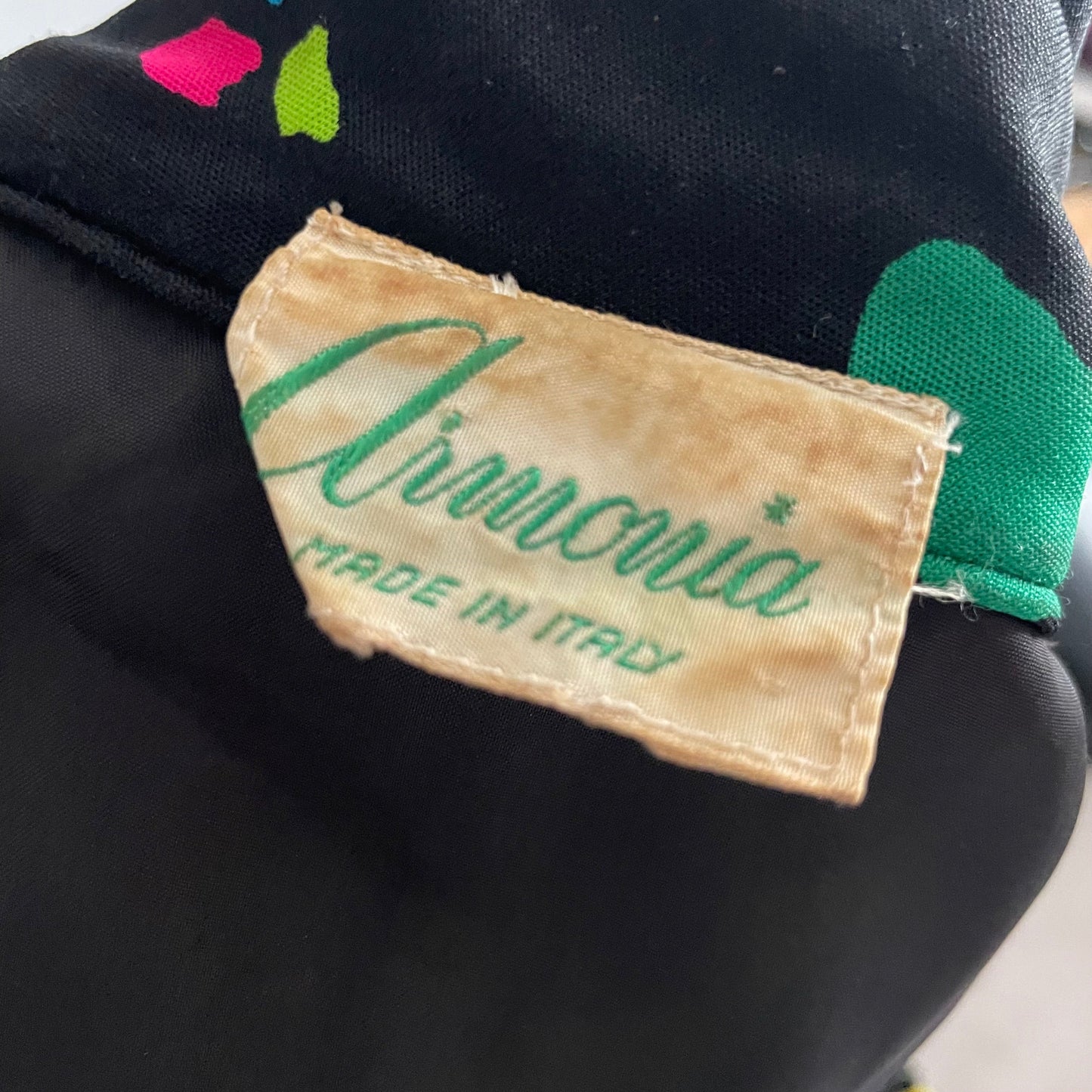 Dress Vintage Airmonia Made in Italy Black Midi Dress Abstract Pattern