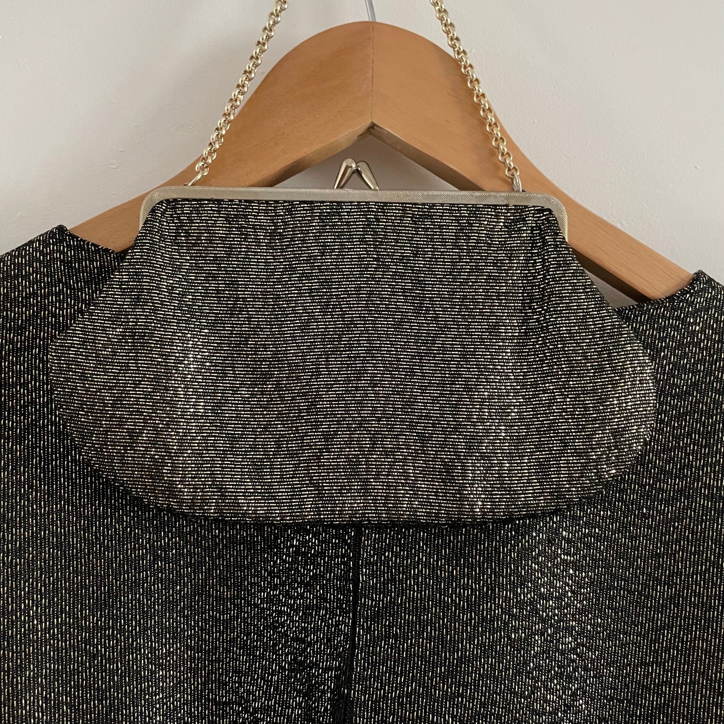 Vintage Black And Gold Sparkly Dress With Matching Handbag Set