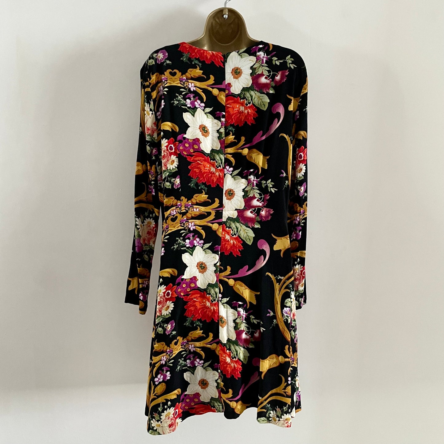 Dress Preloved & Other Stories Black Floral Midi Dress with Belt