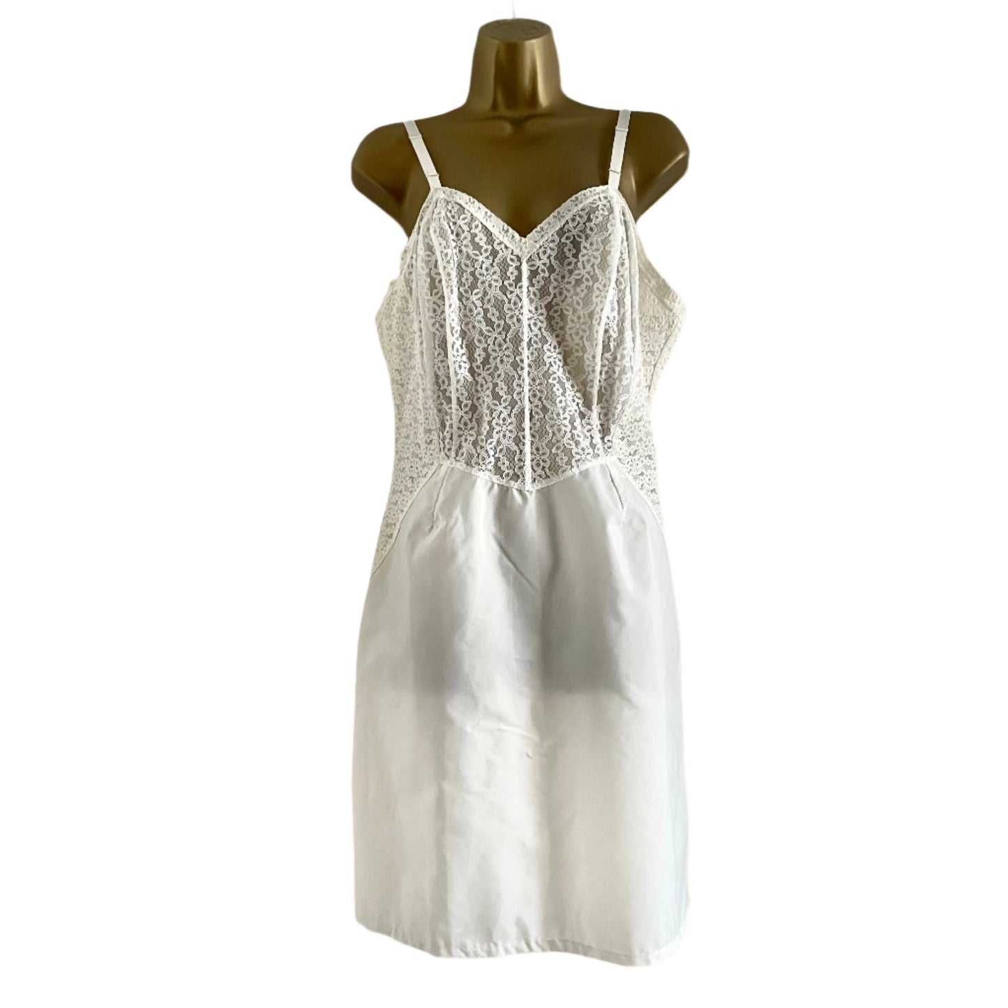 Slip Vintage St. Michael White Midi Lace Dress with Adjustable Straps